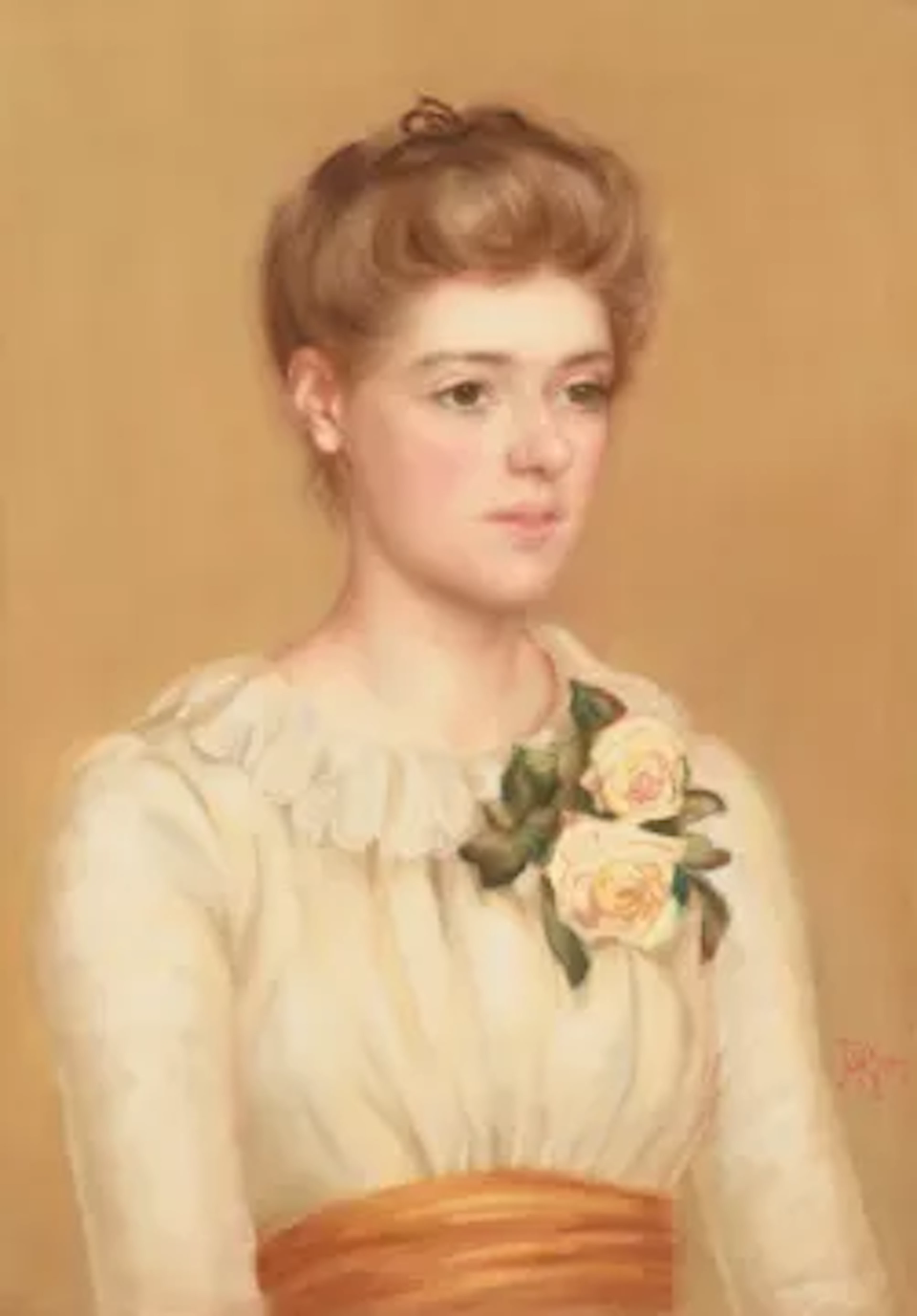 ENGLISH SCHOOL (19TH CENTURY), PORTRAIT OF A YOUNG LADY IN A WHITE DRESS