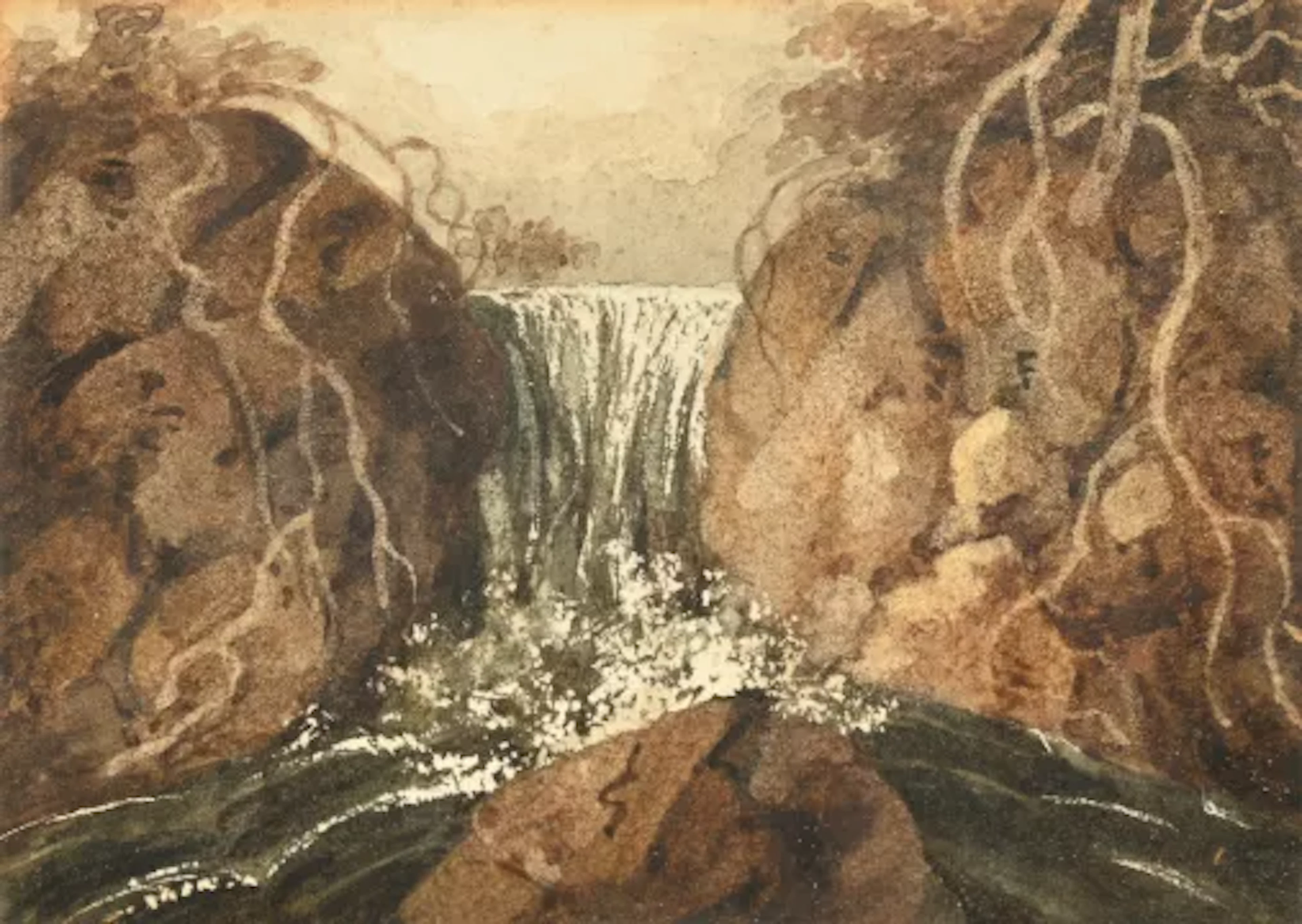 FOLLOWER OF CHARLES D'OYLY, VIEW OF A WATERFALL