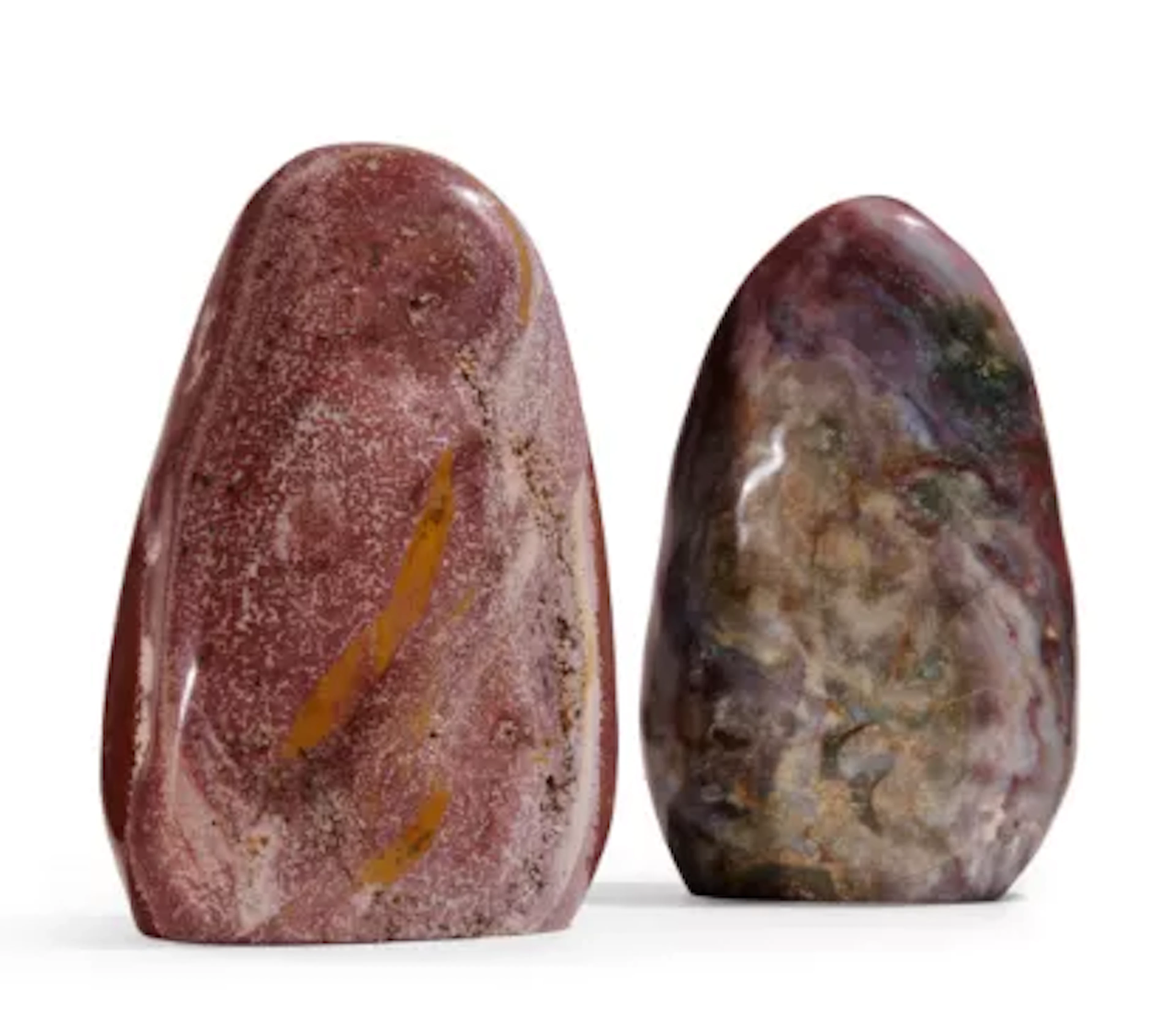 TWO POLISHED OCEAN JASPER SPECIMENS