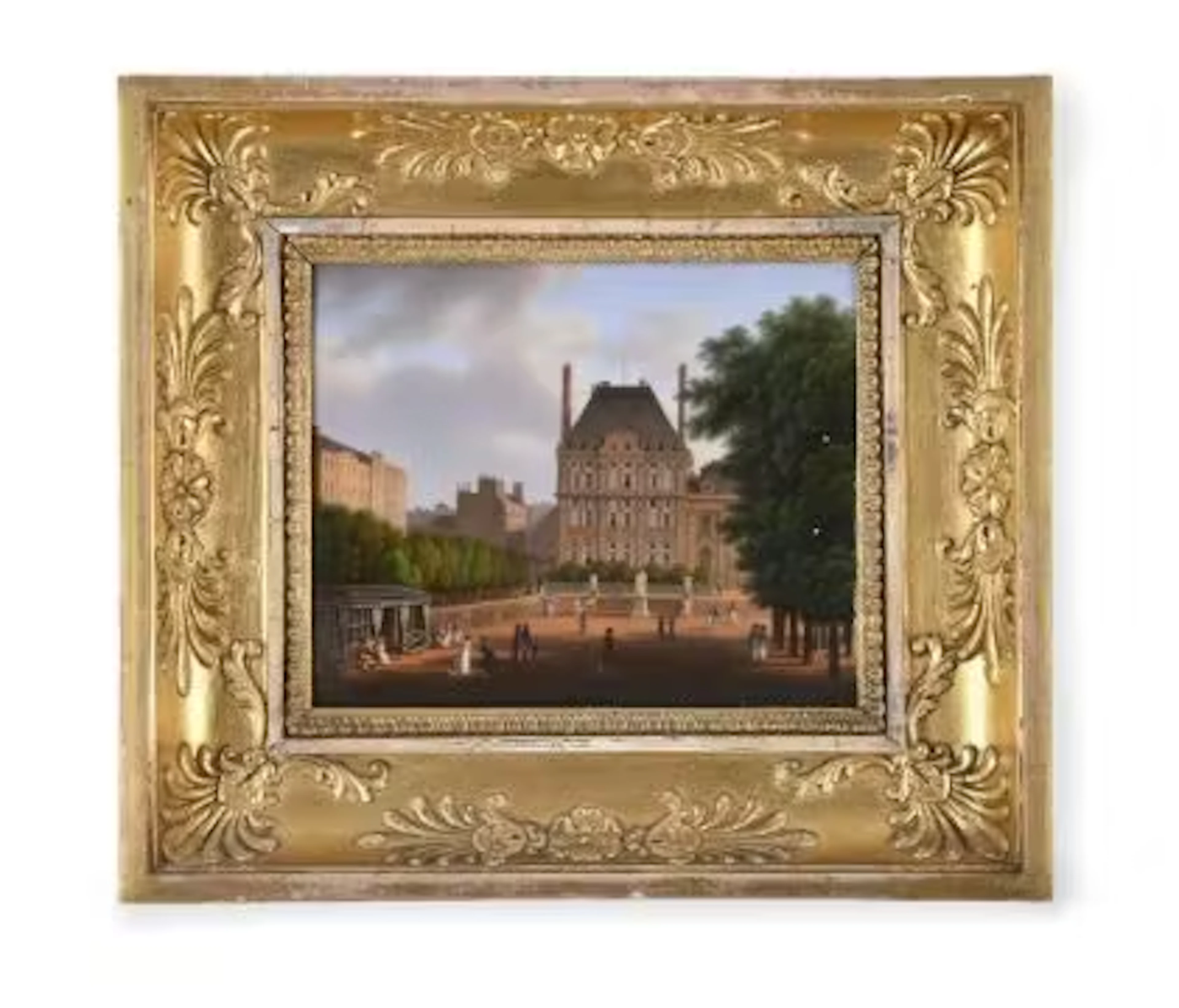 A SEVRES HARD PASTE PORCELAIN TOPOGRAPHICAL PLAQUE 'THE TUILERIES