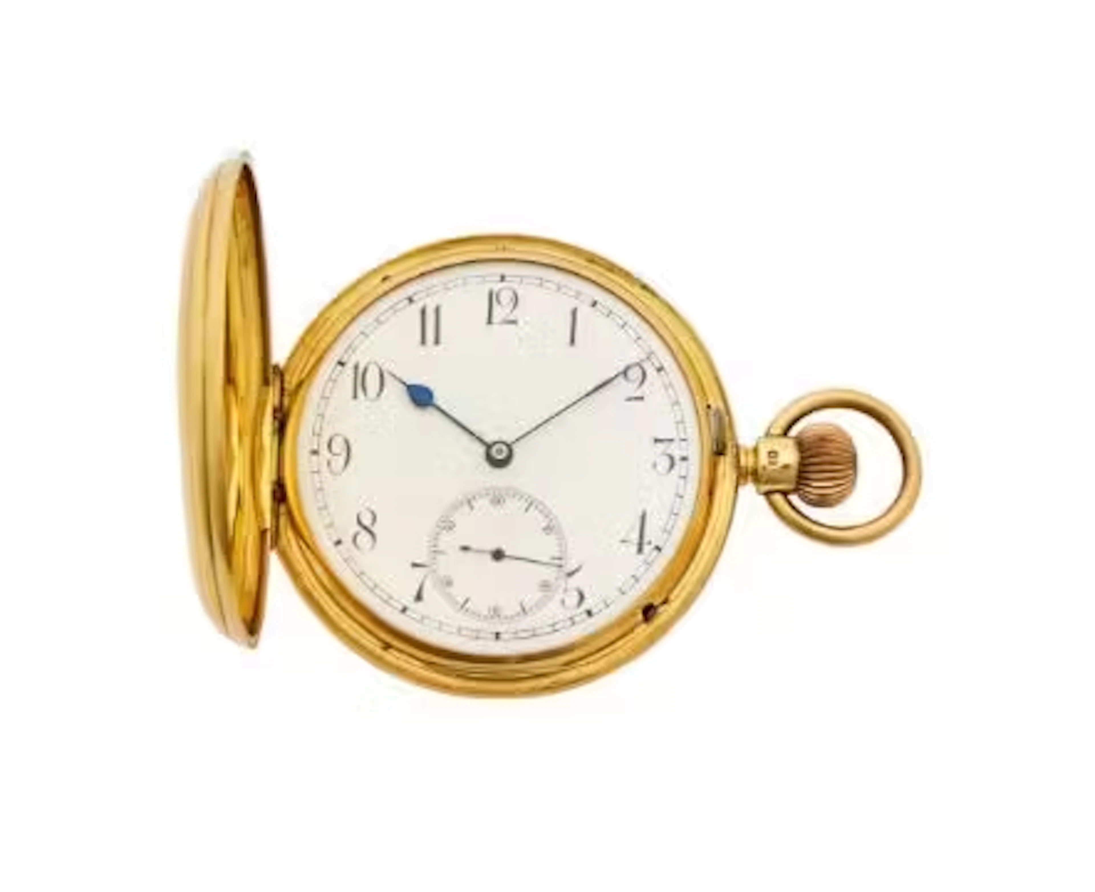 STAUFFER, SON & CO., AN 18 CARAT GOLD KEYLESS WIND FULL HUNTER POCKET WATCH