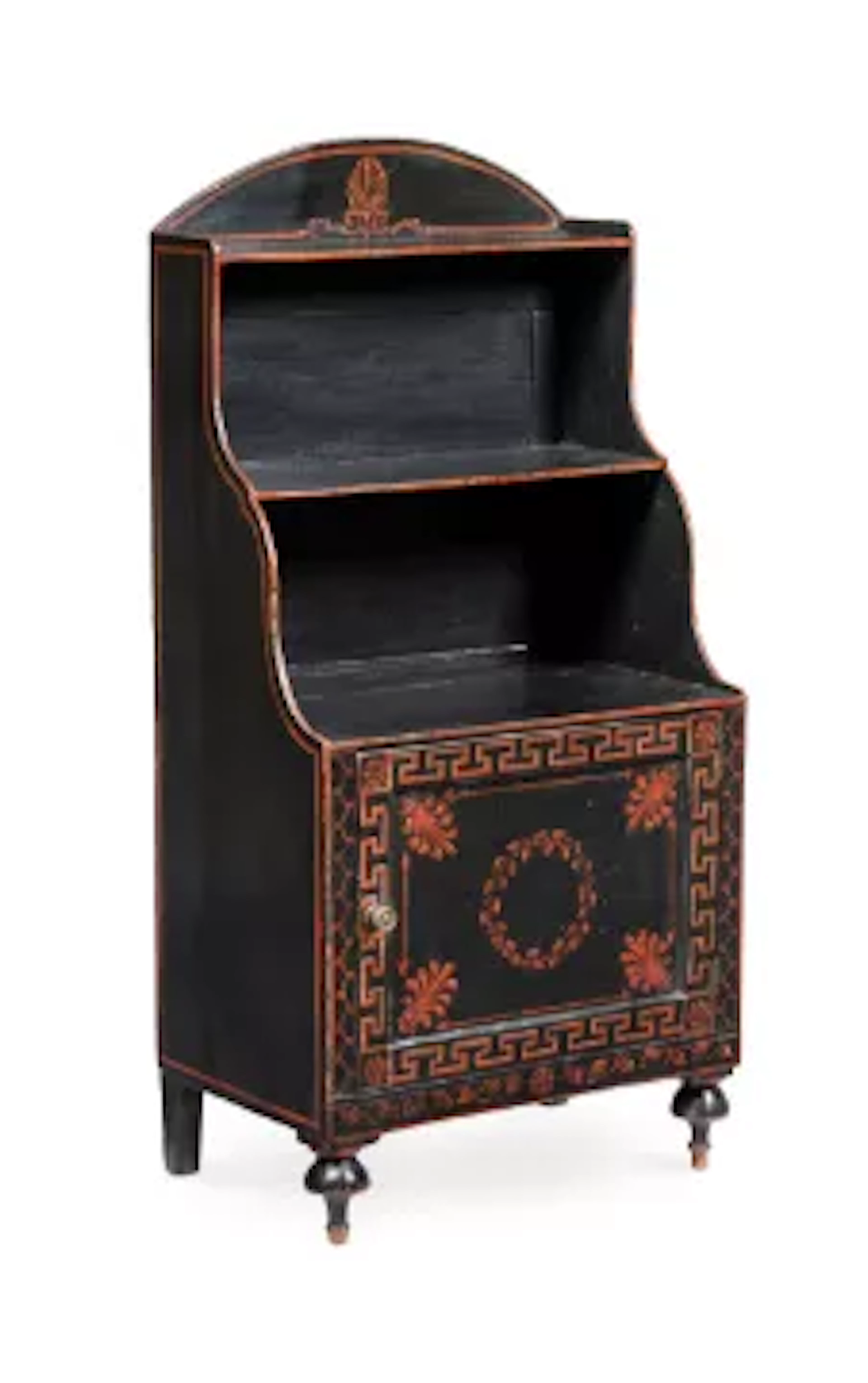 A REGENCY PAINTED WATERFALL BOOKCASE, CIRCA 1815