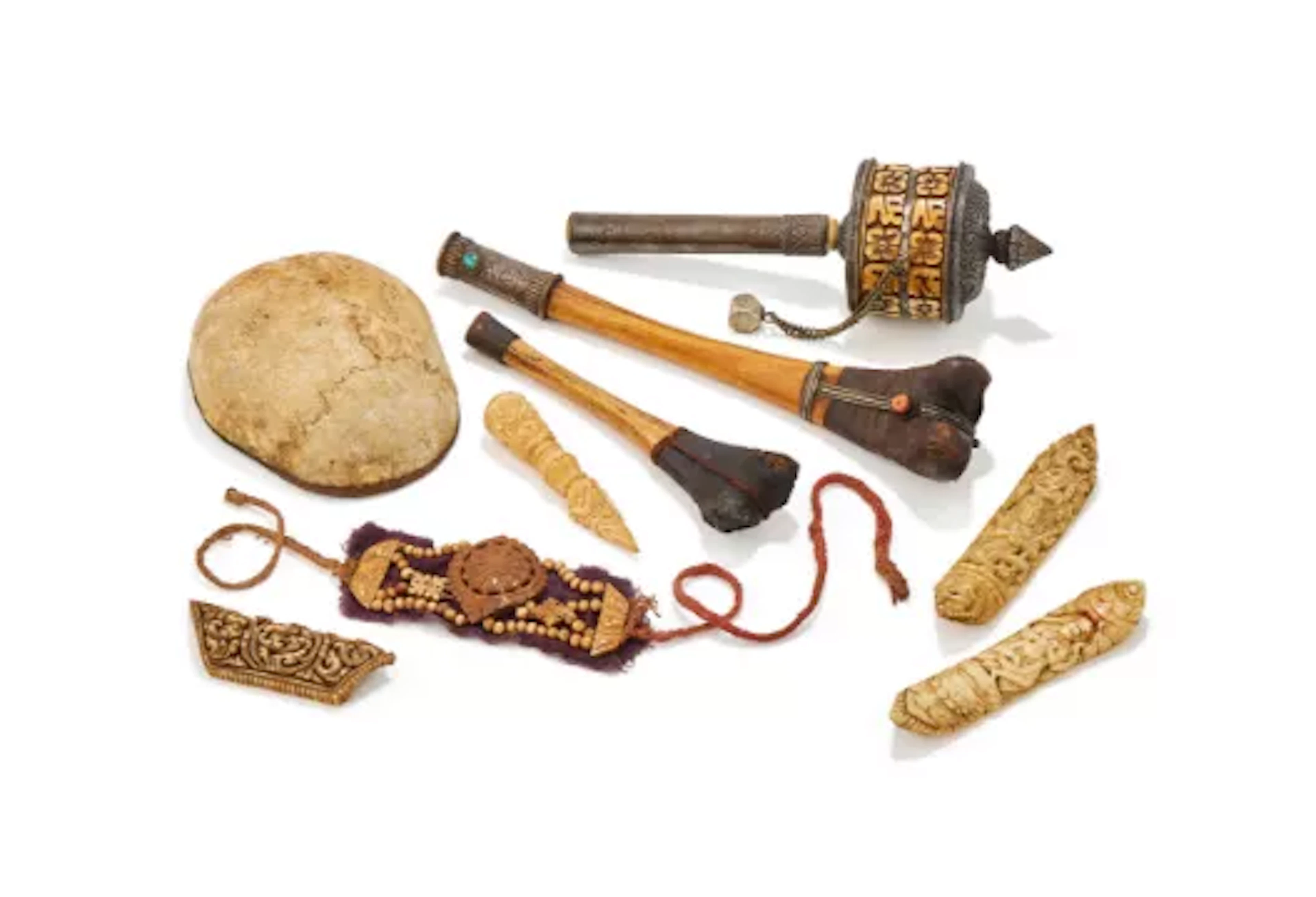 A group of nine assorted Tibetan ritual items, 19th and 20th century