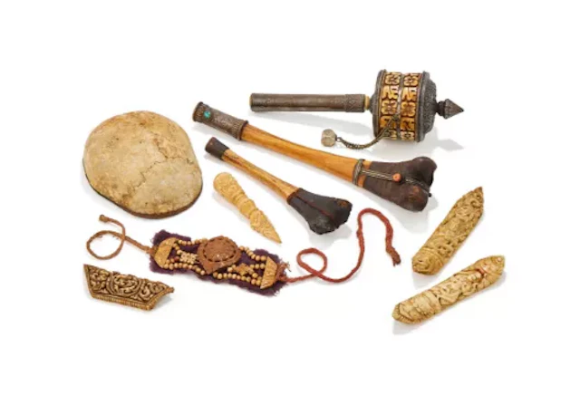 A group of nine assorted Tibetan ritual items, 19th and 20th century
