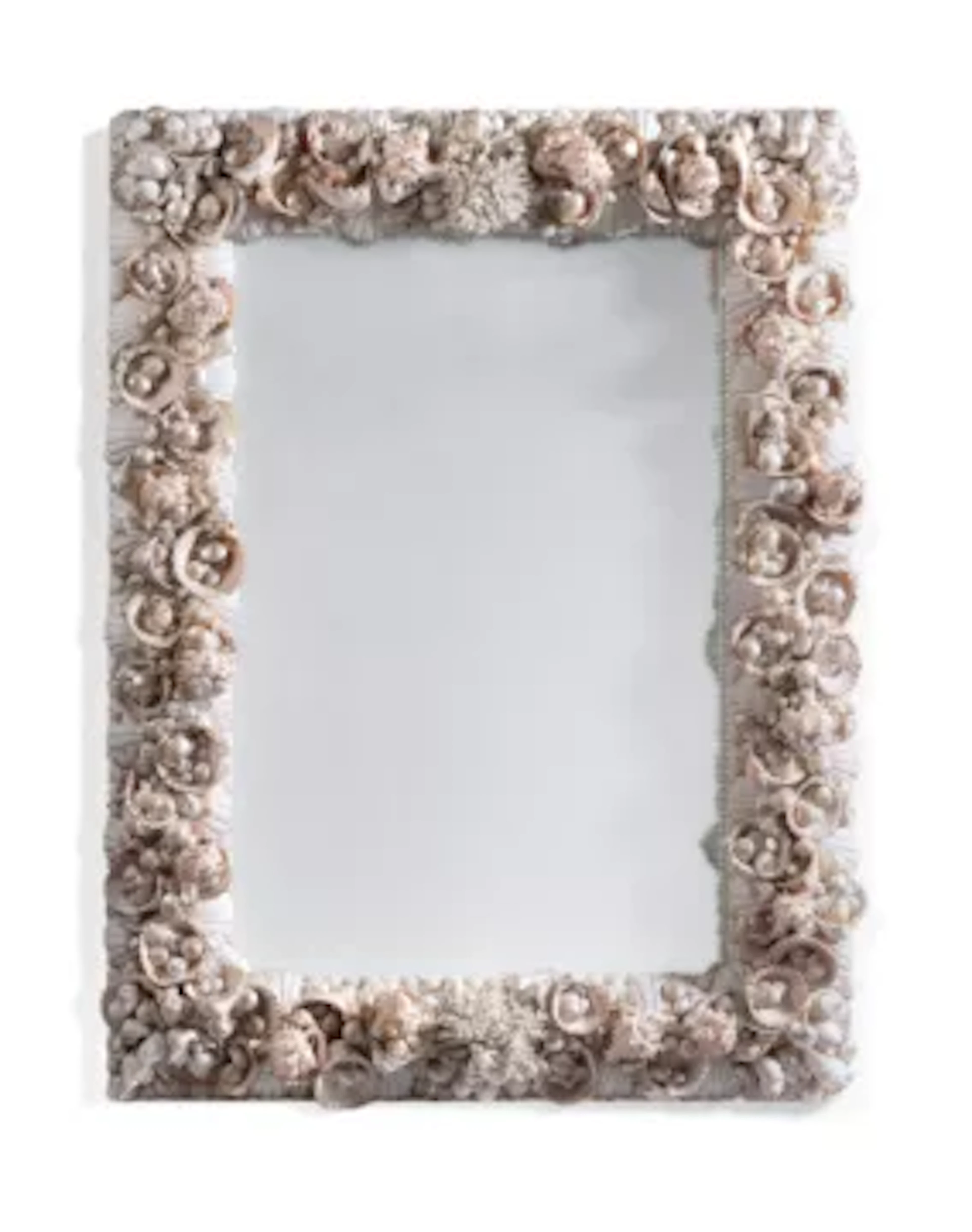 Y A SHELL AND CORAL FRAMED RECTANGULAR 'GROTTO' MIRROR, 20TH CENTURY