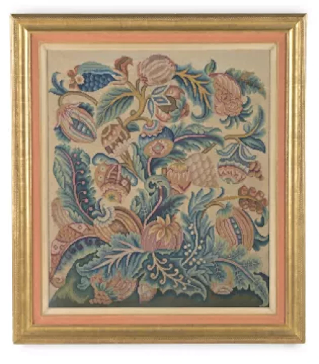 A LOUIS XV FLORAL NEEDLEWORK PANEL, MID 18TH CENTURY