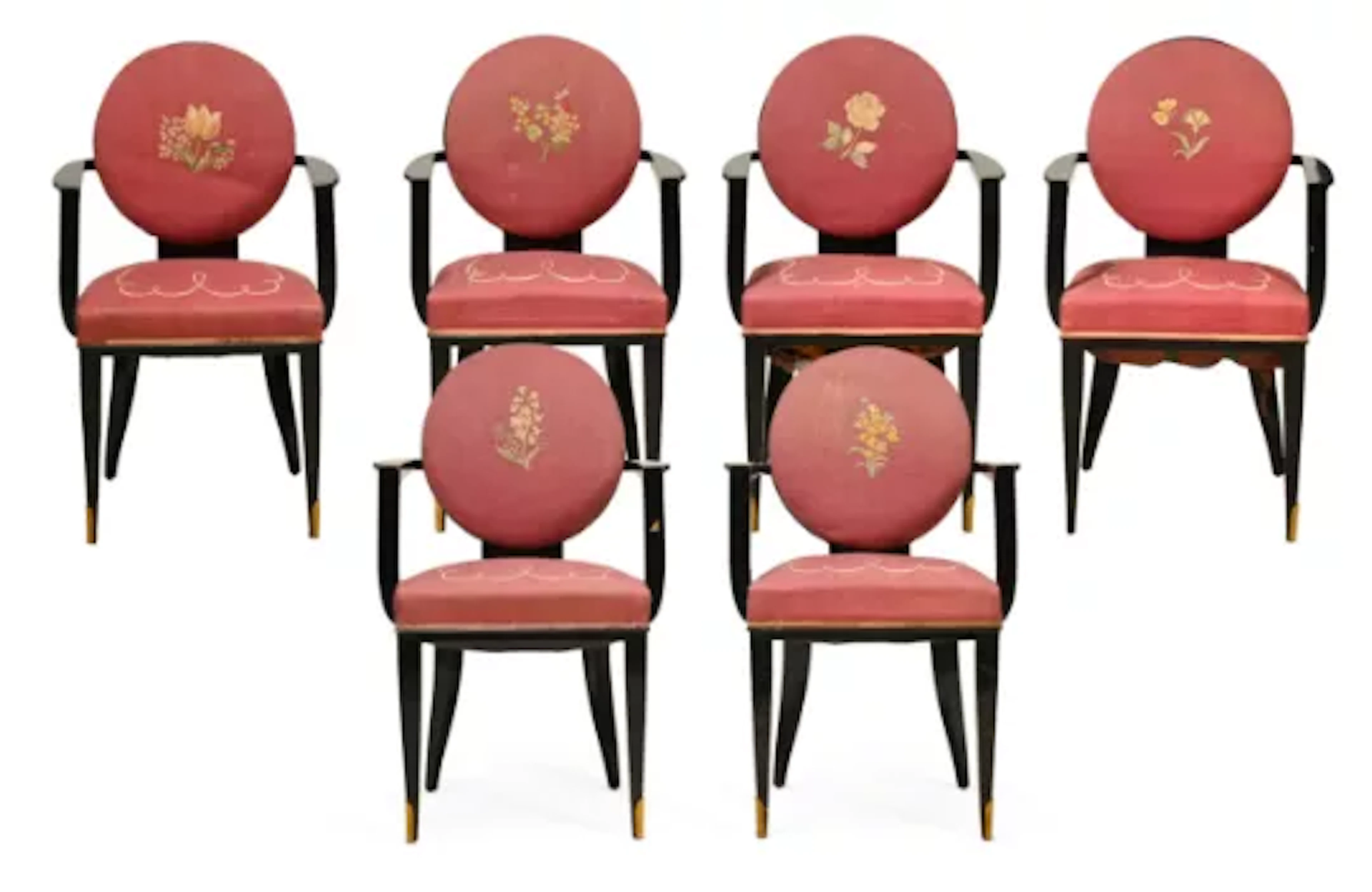 JEAN PASCAUD (FRENCH, 1903-1996), SET OF SIX ARMCHAIRS, CIRCA 1930
