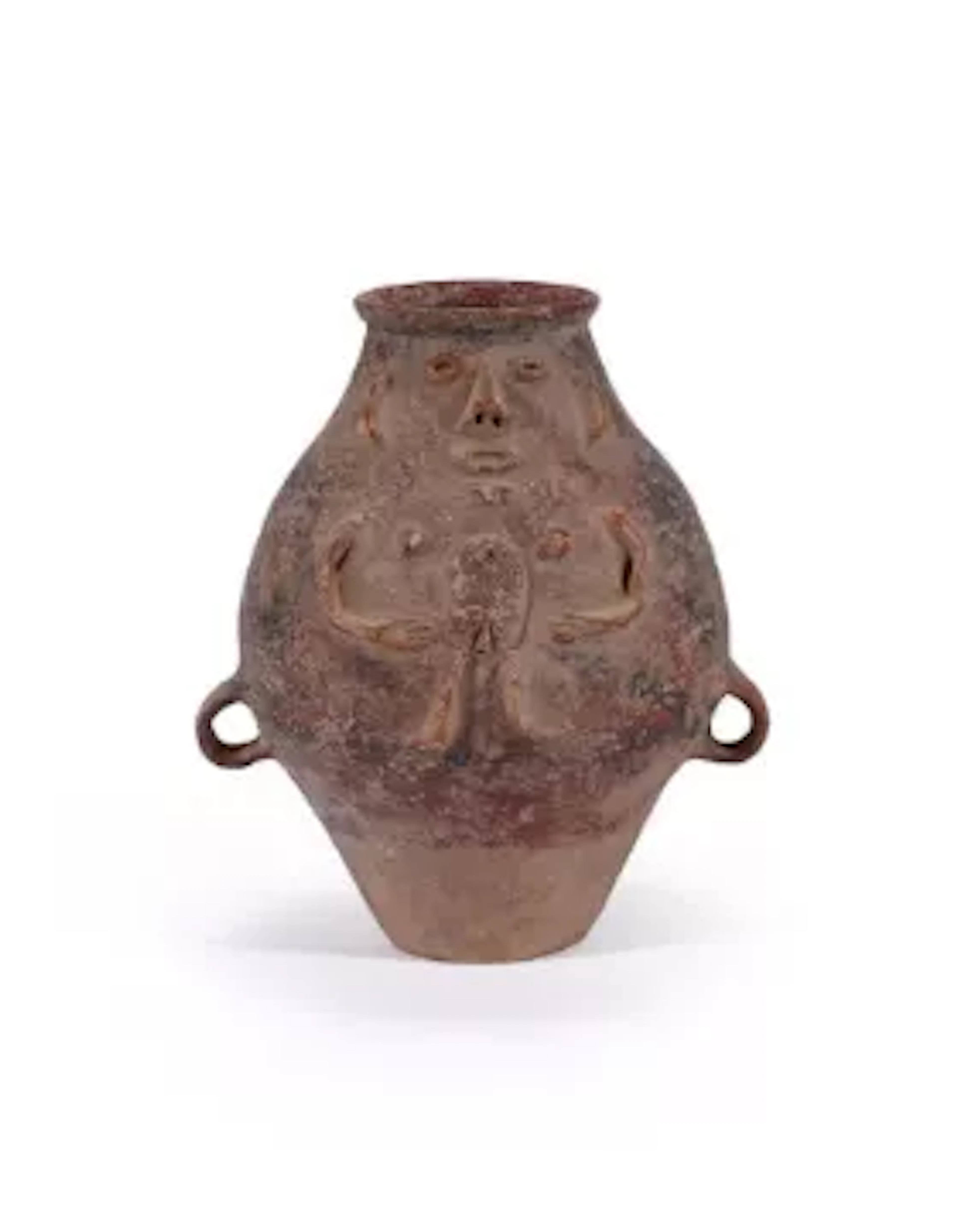 A Chinese black pottery anthropomorphic ewer