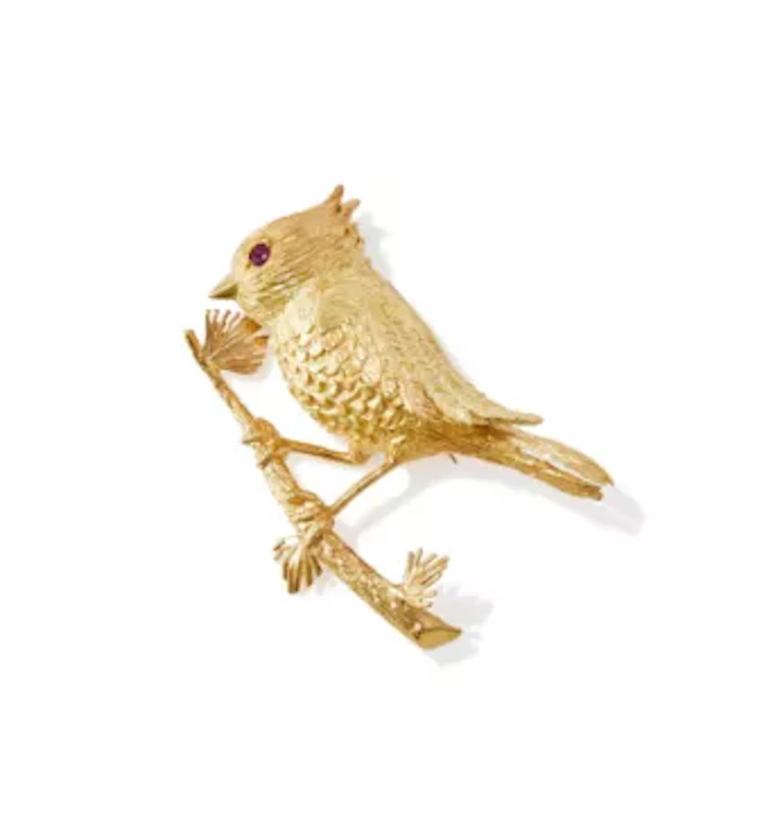 BOUCHERON, AN 18 CARAT GOLD RUBY SET BIRD BROOCH, CIRCA 1960