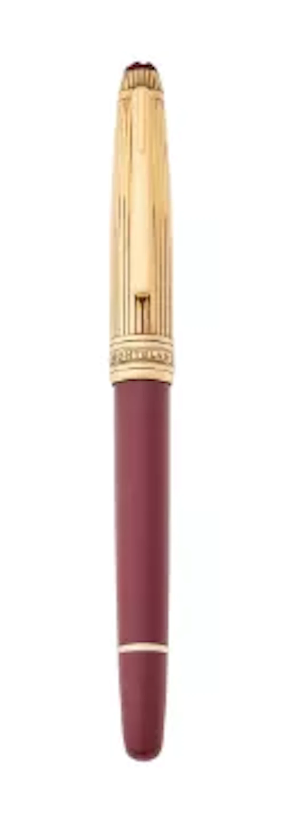 MONTBLANC, MEISTERSTÜCK 144, A BURGANDY FOUNTAIN PEN WITH A SILVER GILT CAP