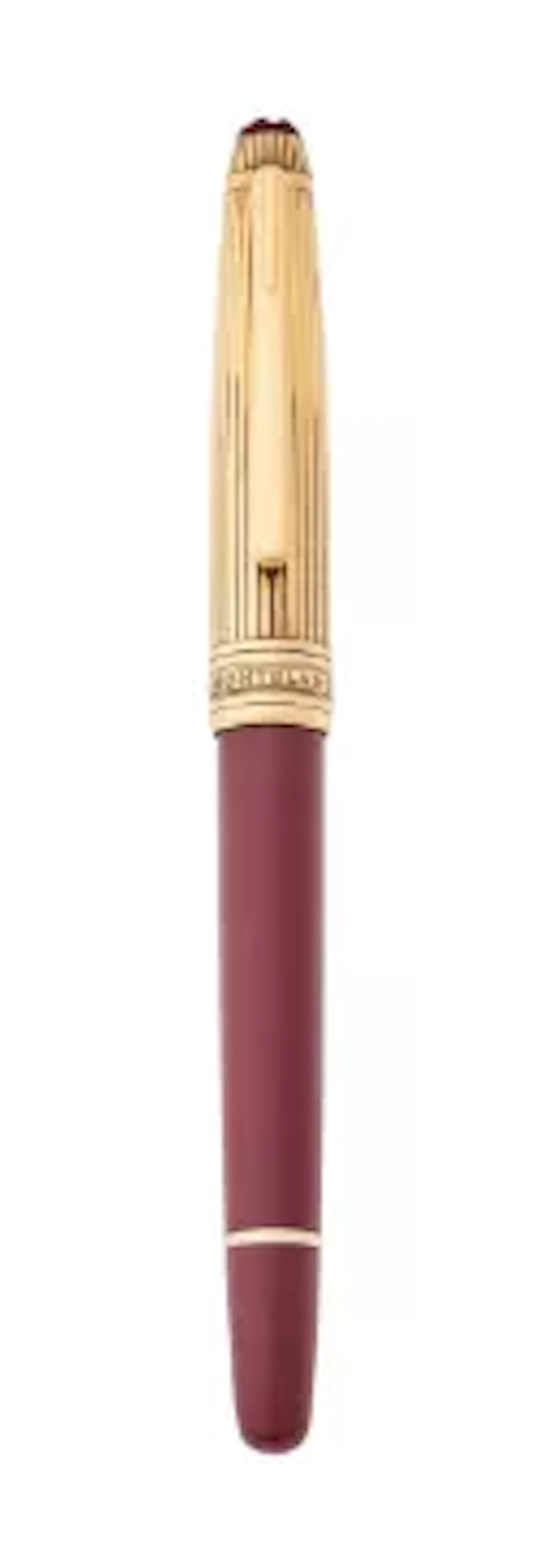 MONTBLANC, MEISTERSTÜCK 144, A BURGANDY FOUNTAIN PEN WITH A SILVER GILT CAP