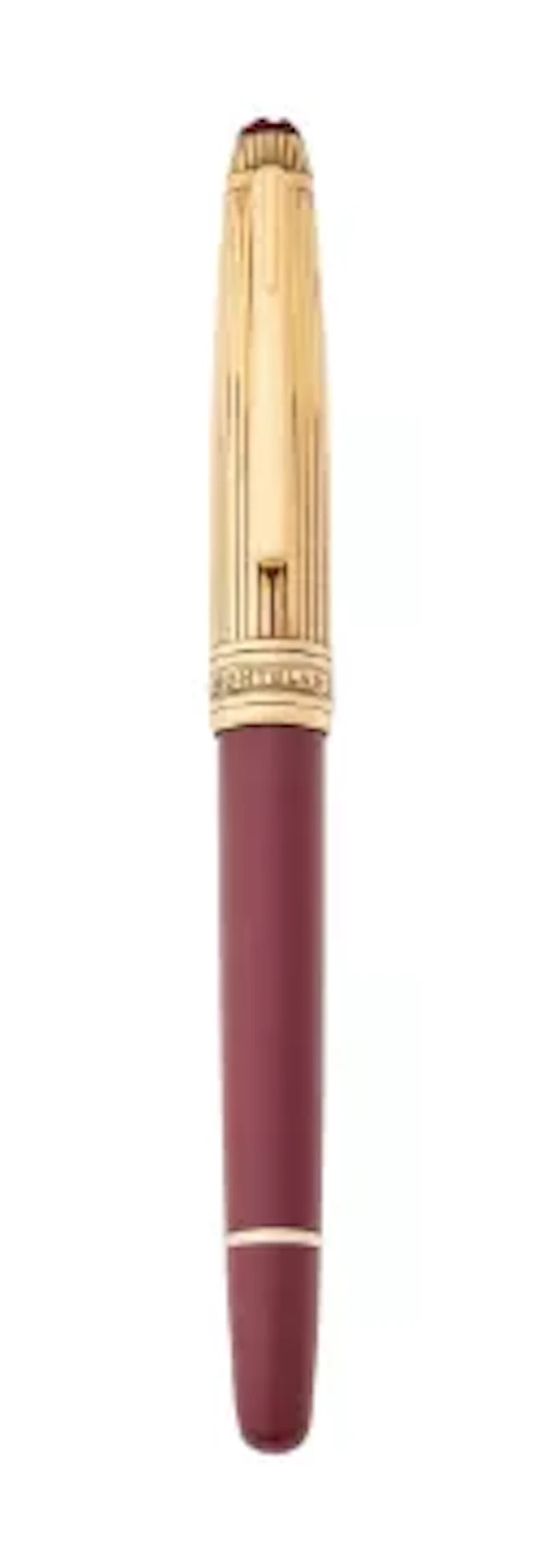 MONTBLANC, MEISTERSTÜCK 144, A BURGANDY FOUNTAIN PEN WITH A SILVER GILT CAP