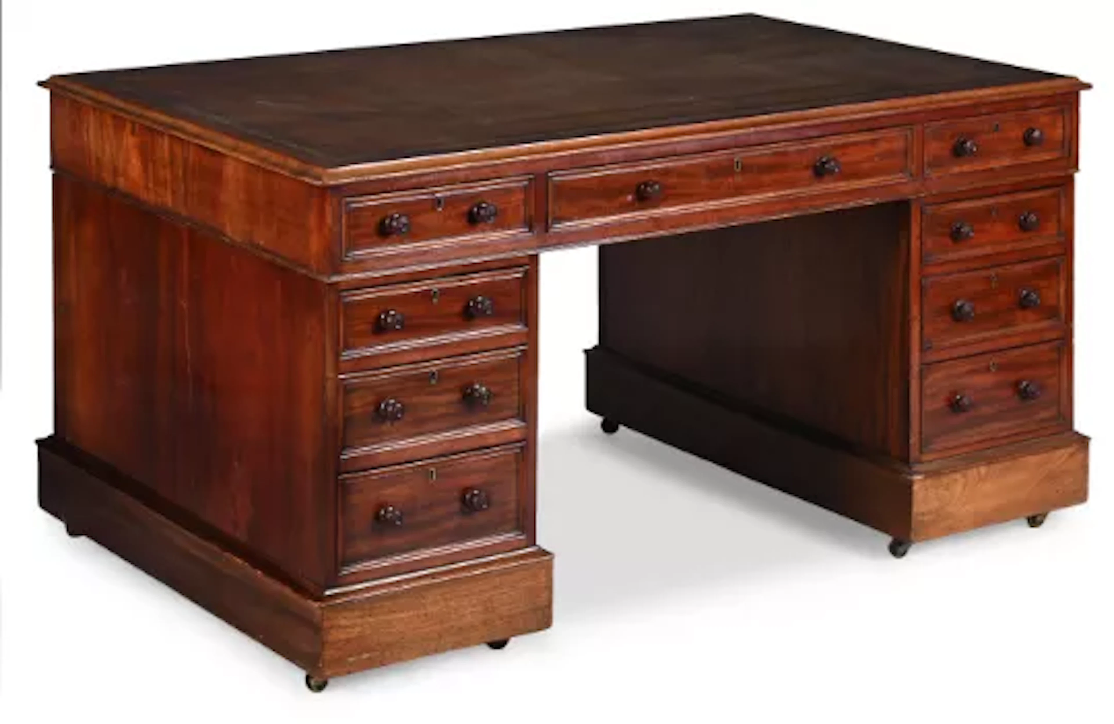 A WILLIAM IV MAHOGANY PARTNER'S PEDESTAL DESK, CIRCA 1835