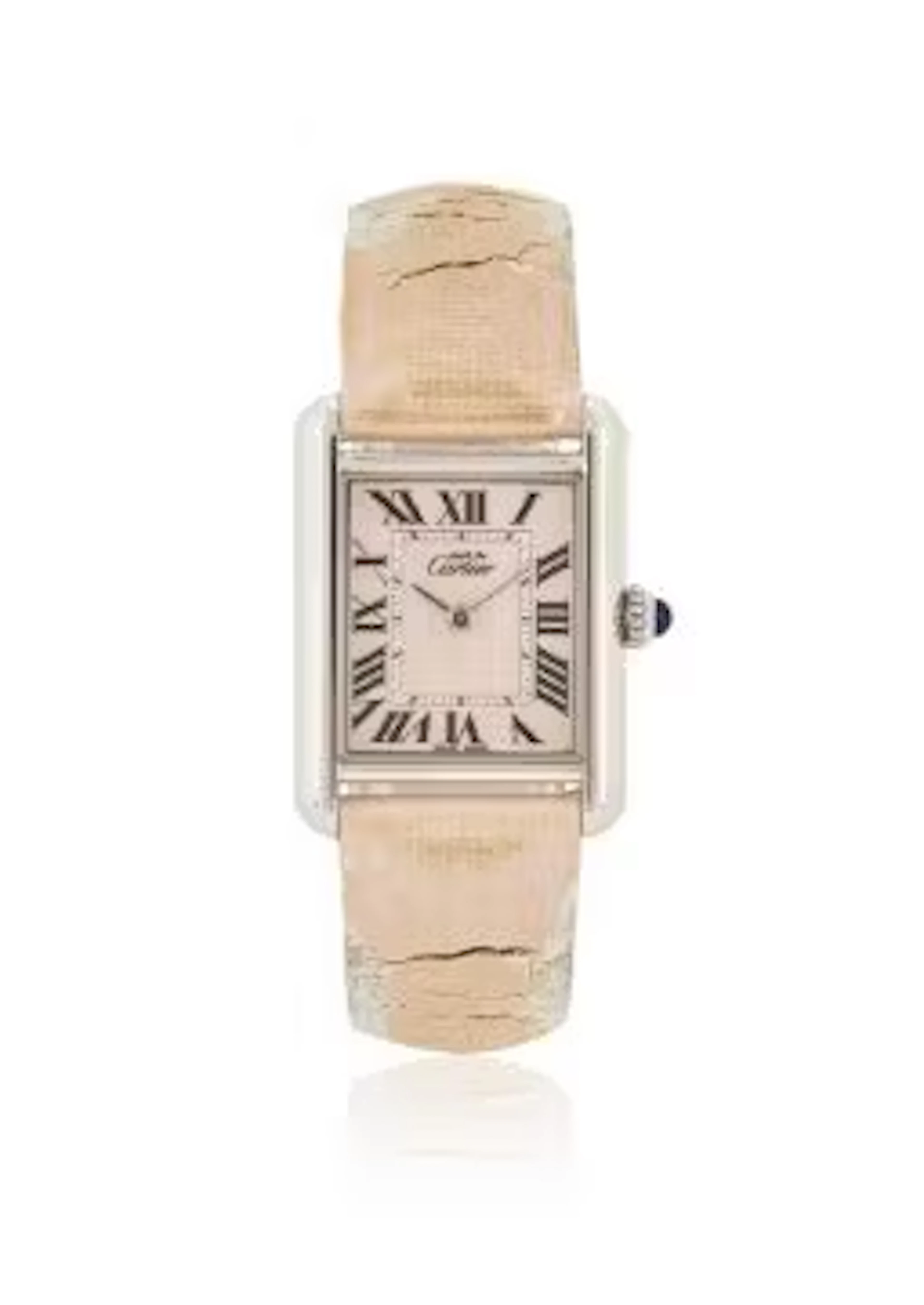 CARTIER, MUST DE CARTIER, TANK, REF. 2416, A LADY'S SILVER WRISTWATCH