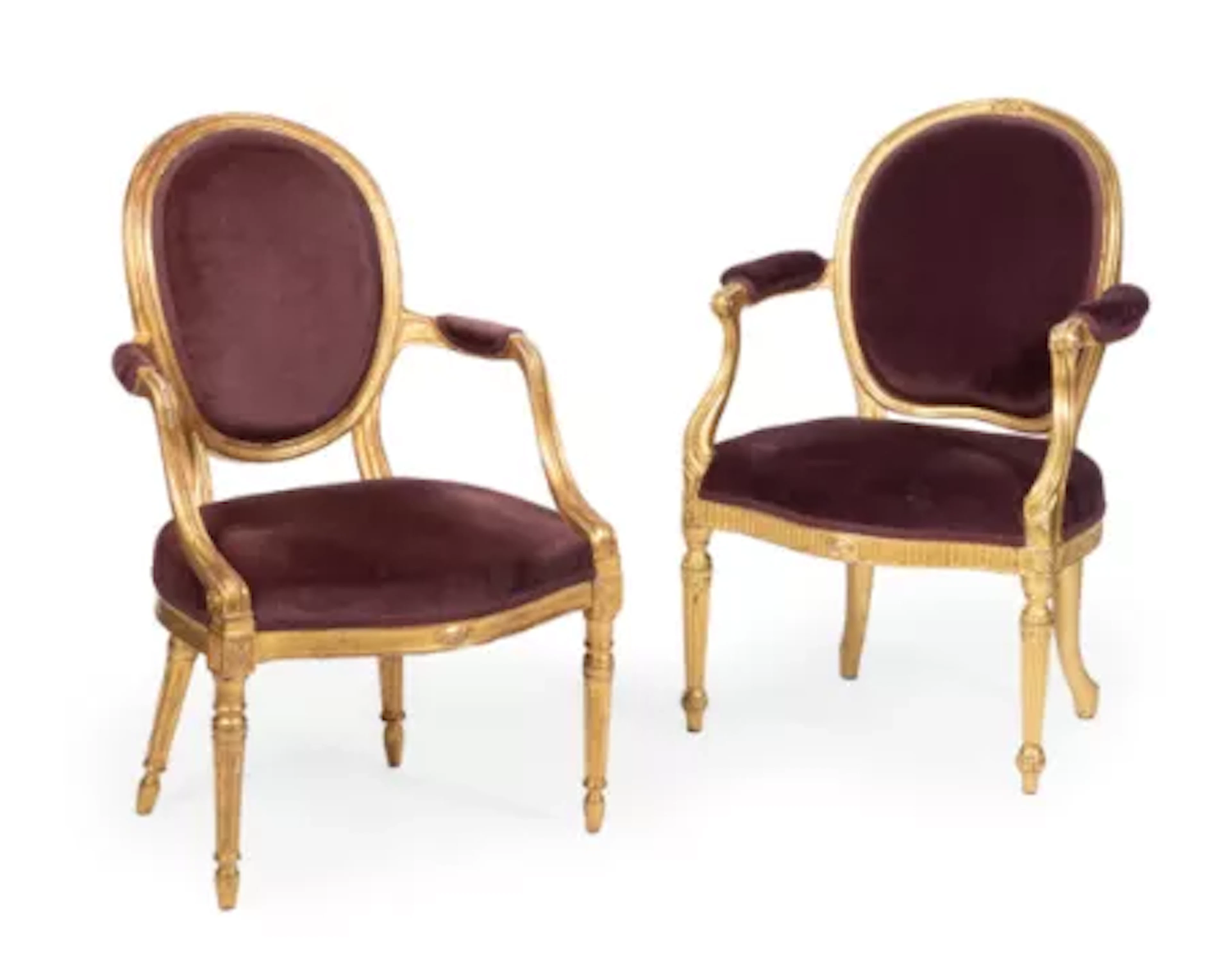 A CARVED WOOD AND GILT GESSO UPHOLSTERED ARMCHAIR, LATE 18TH CENTURY