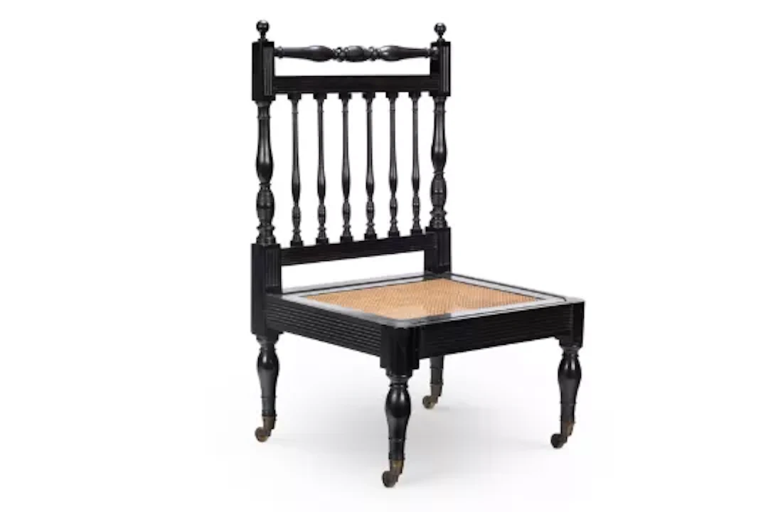 Y A SOLID EBONY SIDE CHAIR, INDIA OR CEYLON, SECOND HALF 19TH CENTURY