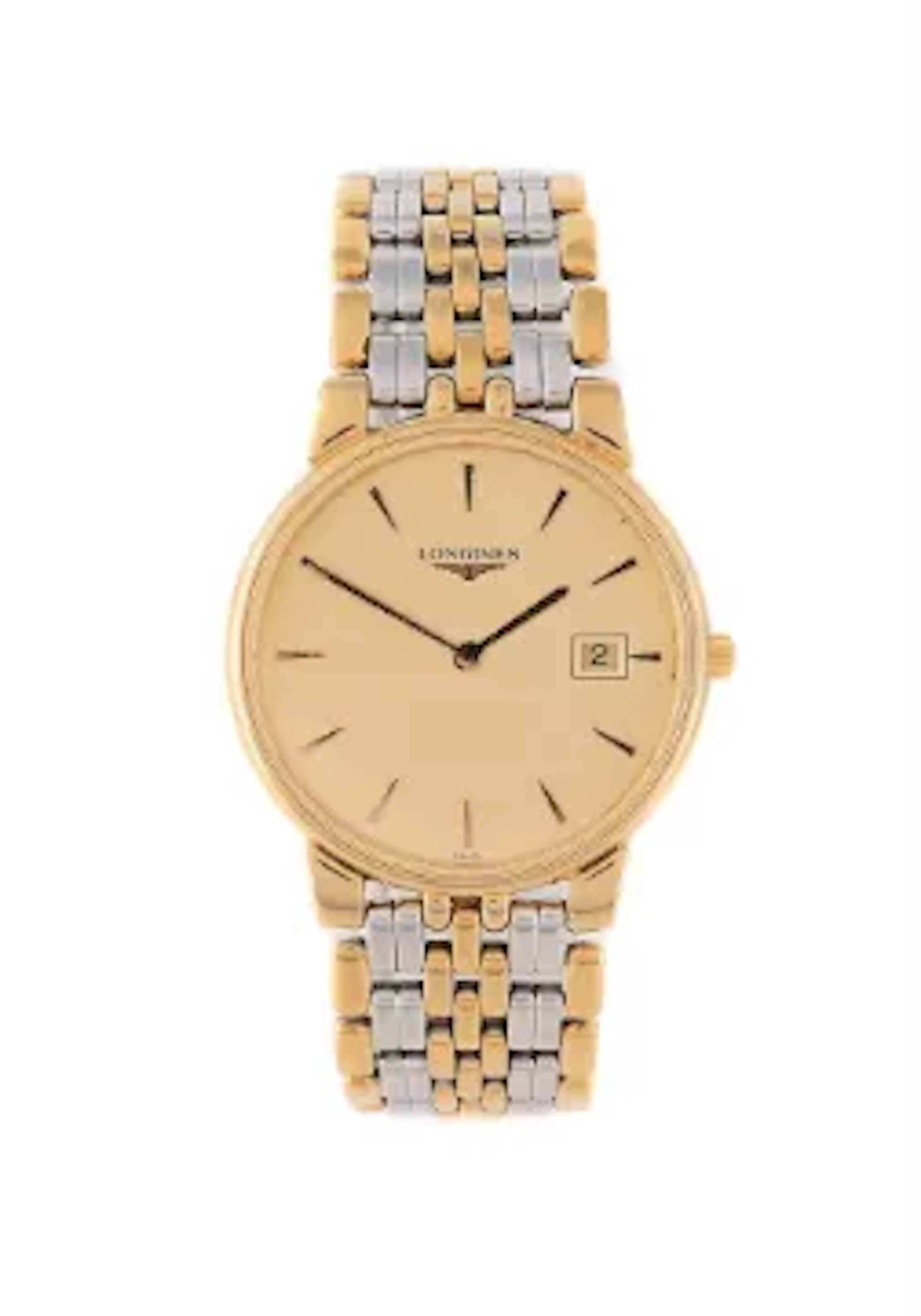 LONGINES, GRAND CLASSIQUE, REF. L5.632.2, A BI-COLOUR BRACELET WATCH WITH DATE