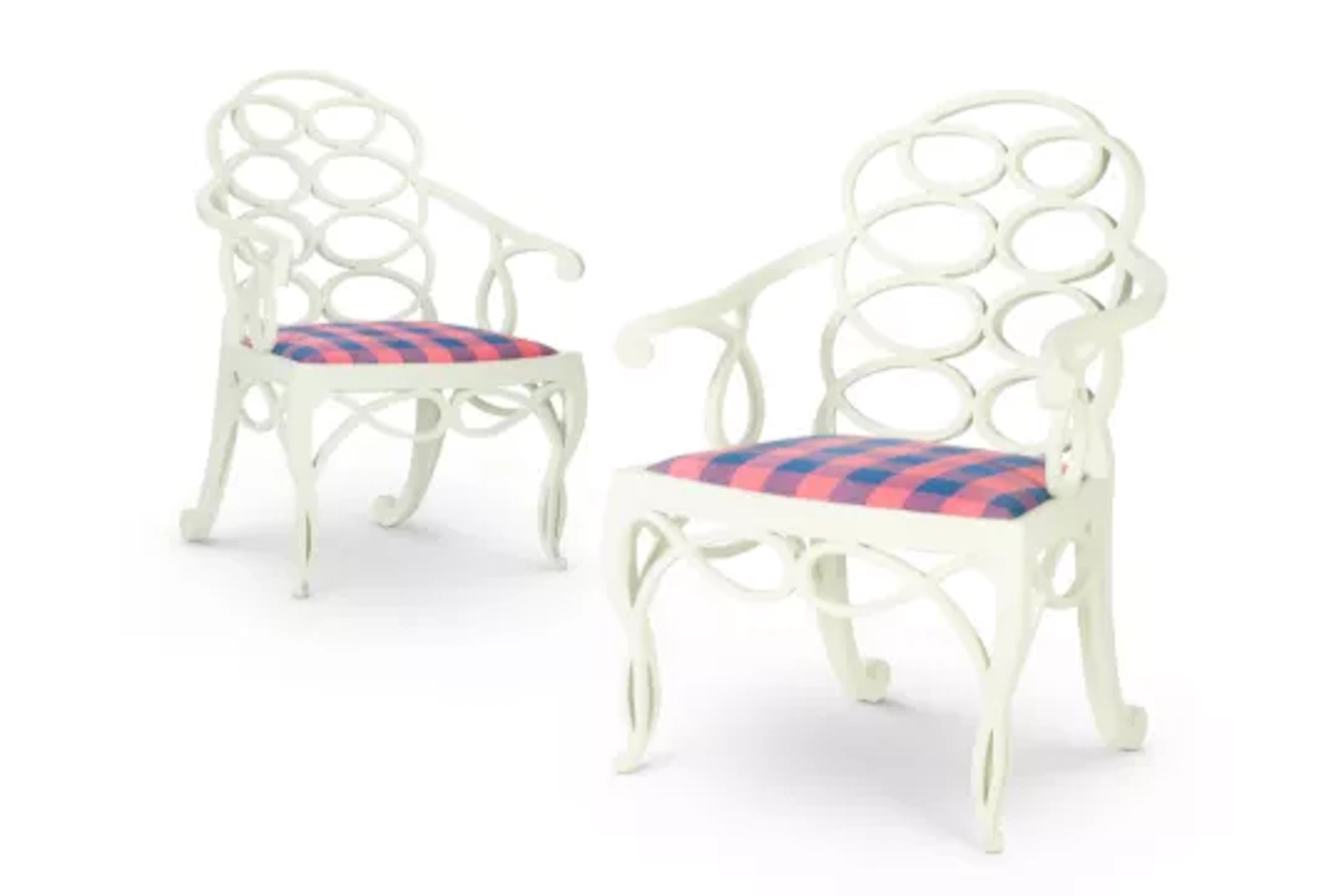 A PAIR OF EAU DE NIL GREEN PAINTED 'LOOP' ARMCHAIRS, MODERN, AFTER
