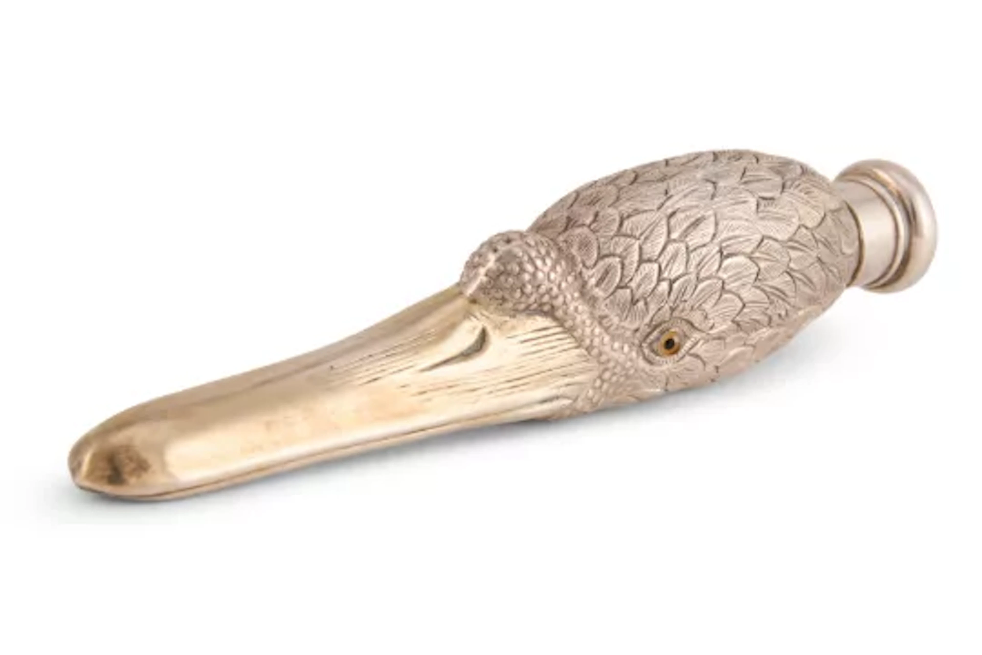 A SILVER SWAN HEAD PERFUME BOTTLE, SAMPSON MORDAN