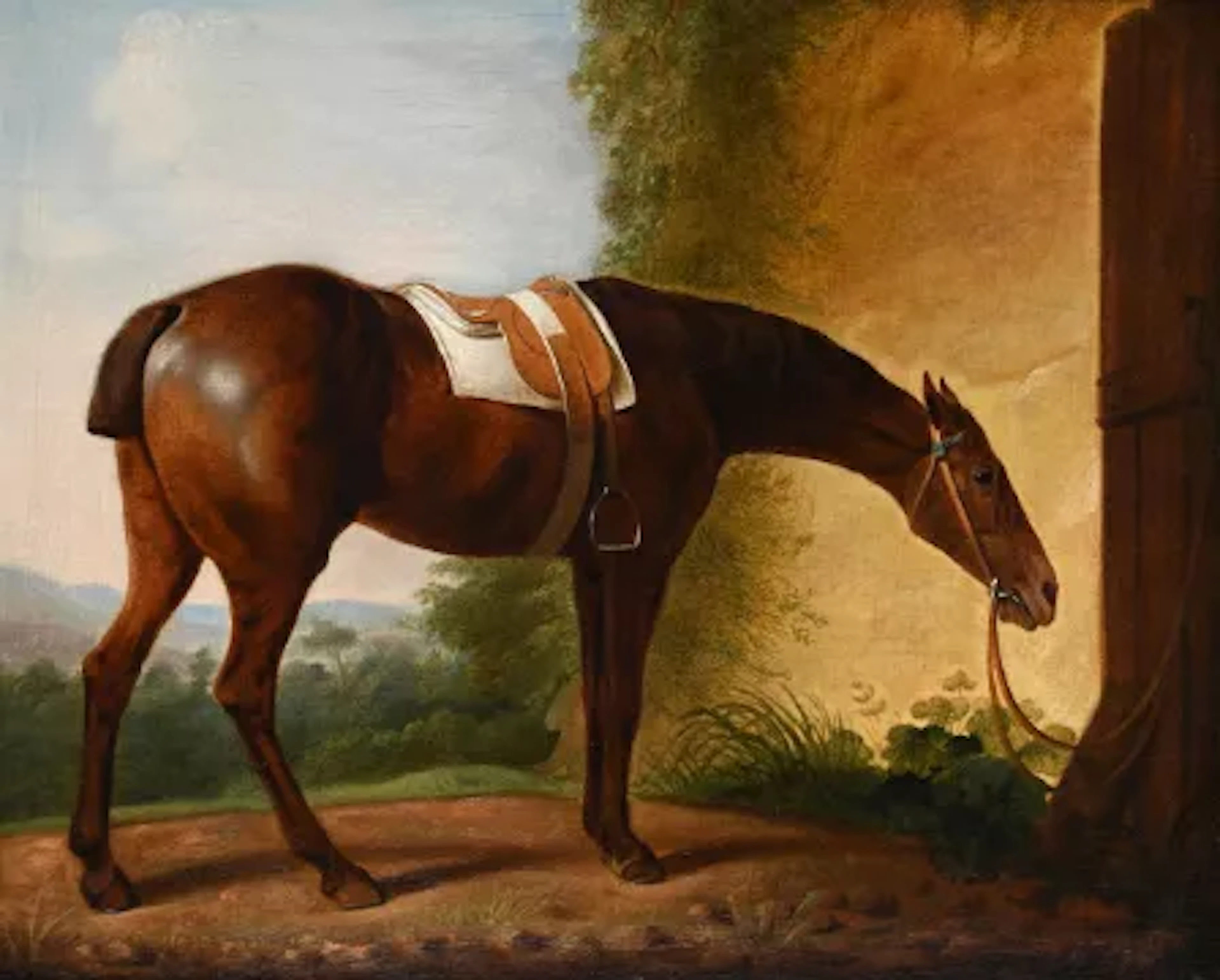 JACQUES-LAURENT AGASSE (SWISS 1767-1849), A SADDLED CHESNUT HUNTER