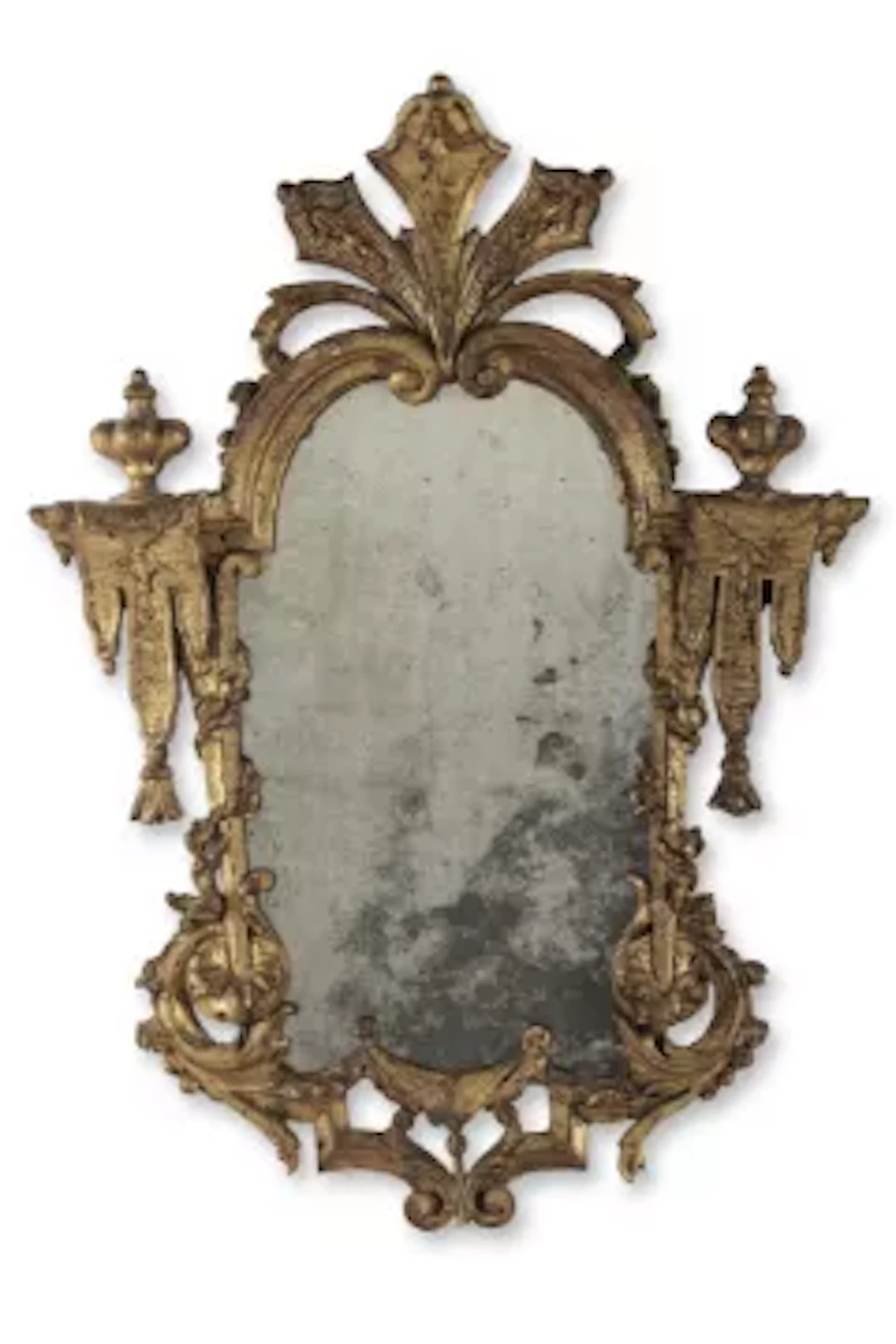 A CARVED GILTWOOD MIRROR, PROBABLY VENETIAN, 18TH CENTURY