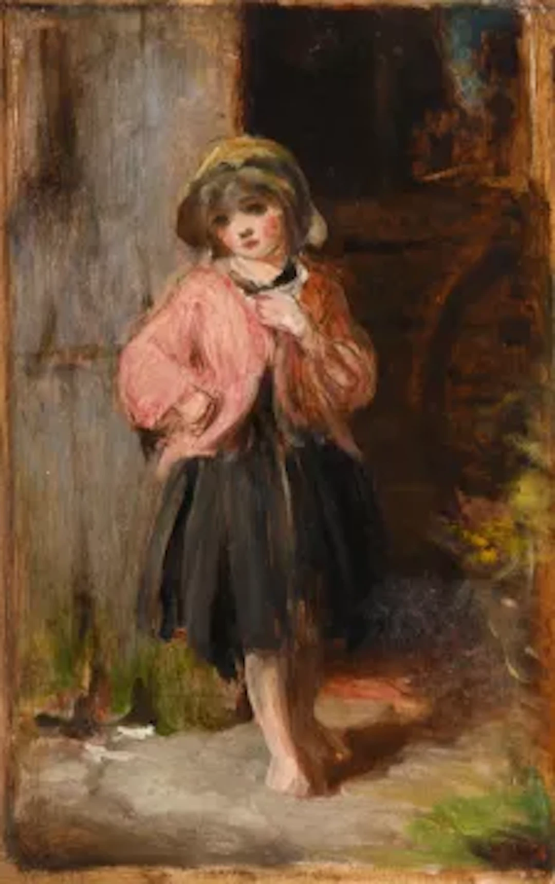 EDEN UPTON EDDIS (BRITISH 1812-1901), A YOUNG GIRL STANDING OUTSIDE A BARN