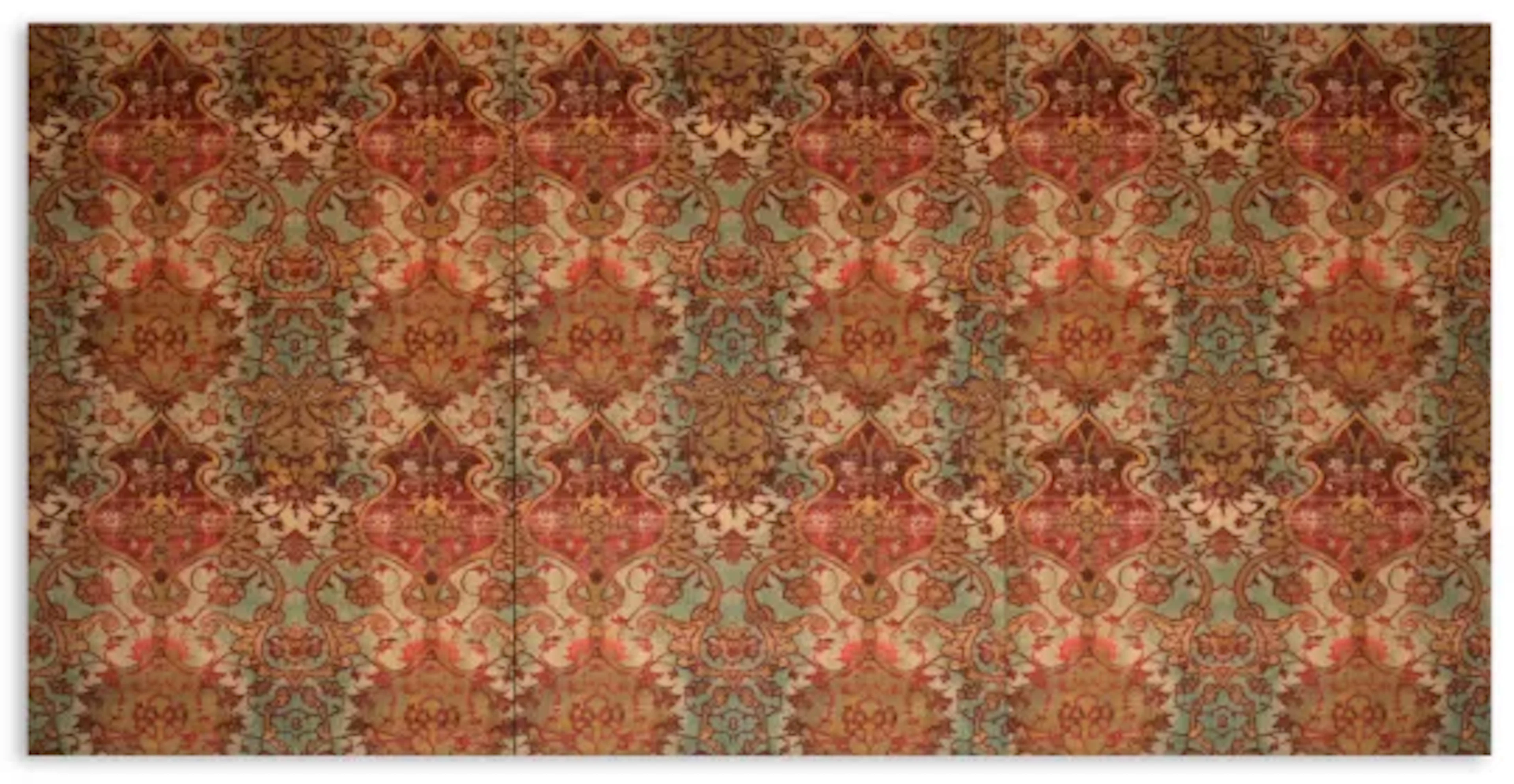 † A SET OF THREE 'CONSTANTINOPLE TERRACOTTA’ PRINTED FABRIC PANELS