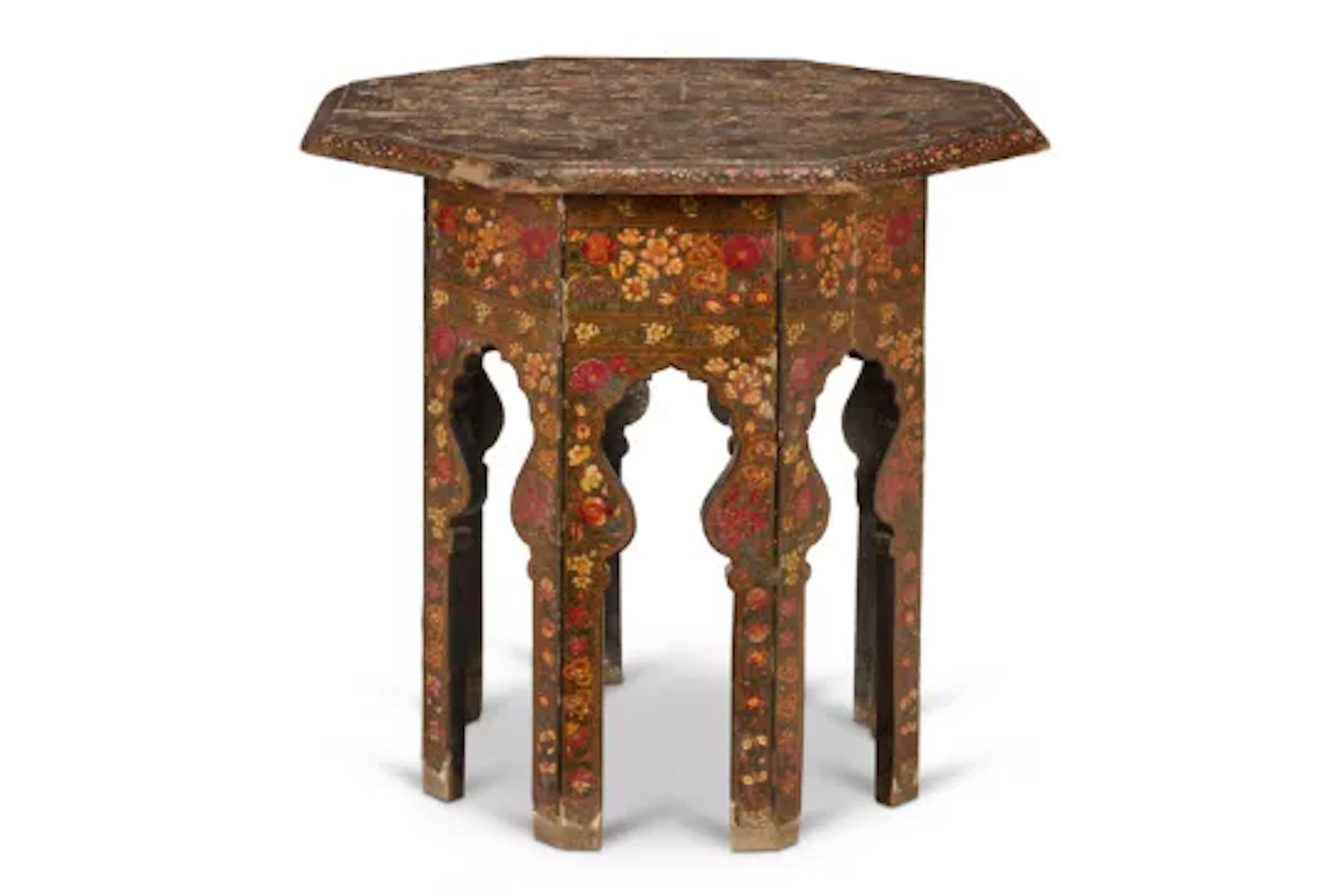 A KASHMIR POLYCHROMED OCTAGONAL OCCASIONAL TABLE, CIRCA 1900