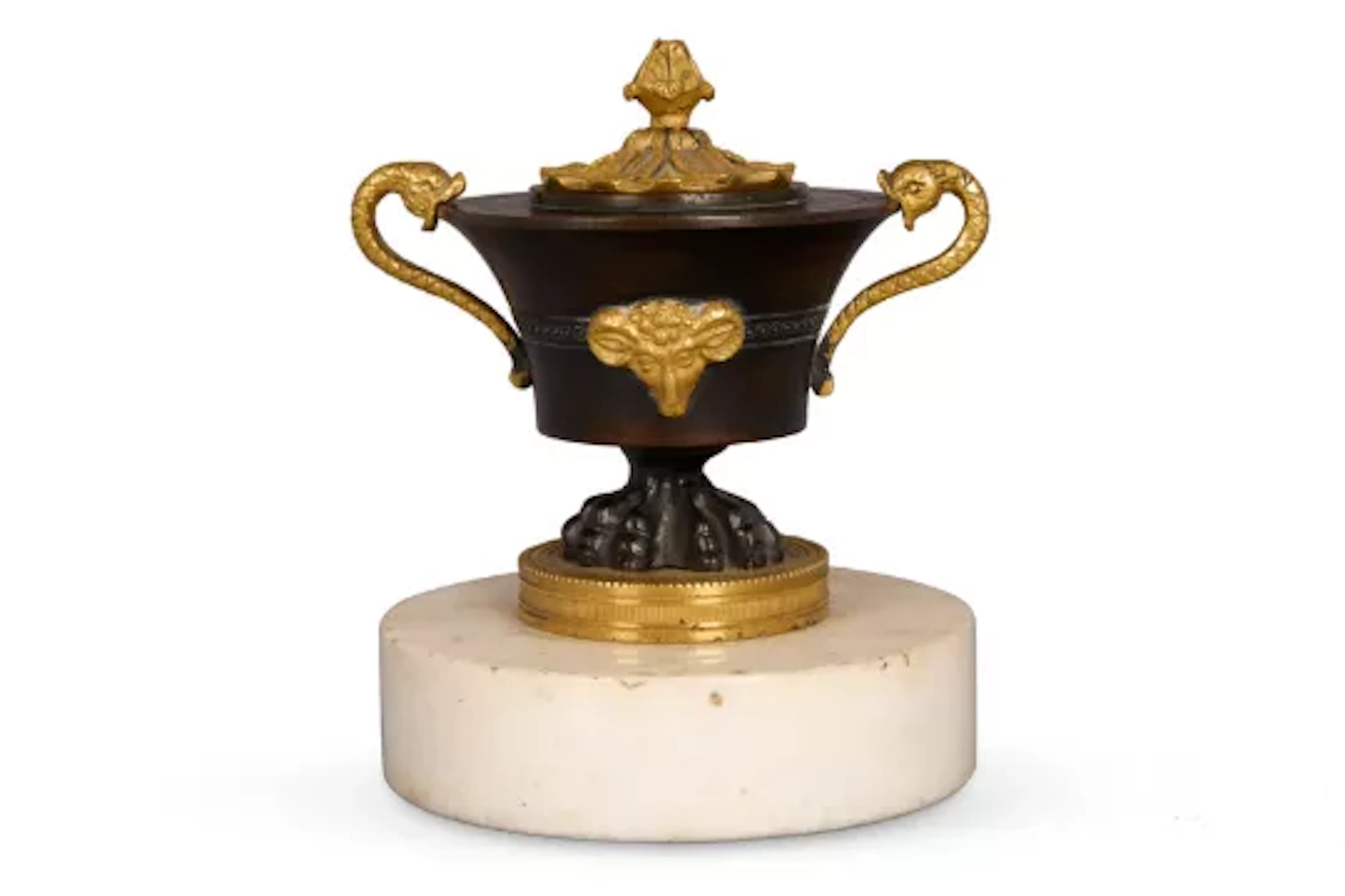 AN ORMOLU MOUNTED PATINATED BRONZE 'INKSTAND', ATTRIBUTED TO VULLIAMY