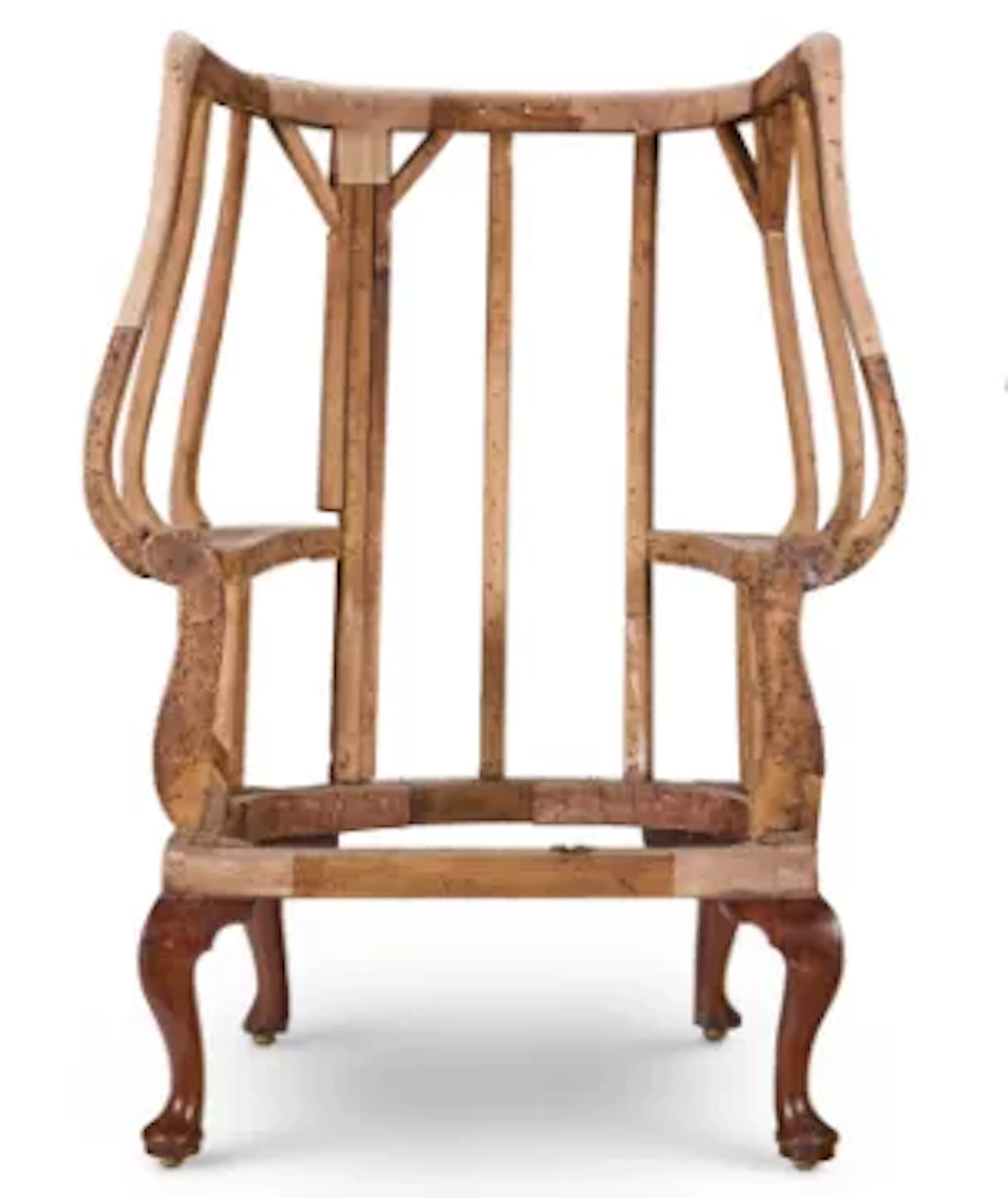 ‡ A GEORGE II WINGBACK ARMCHAIR FRAME, MID-18TH CENTURY