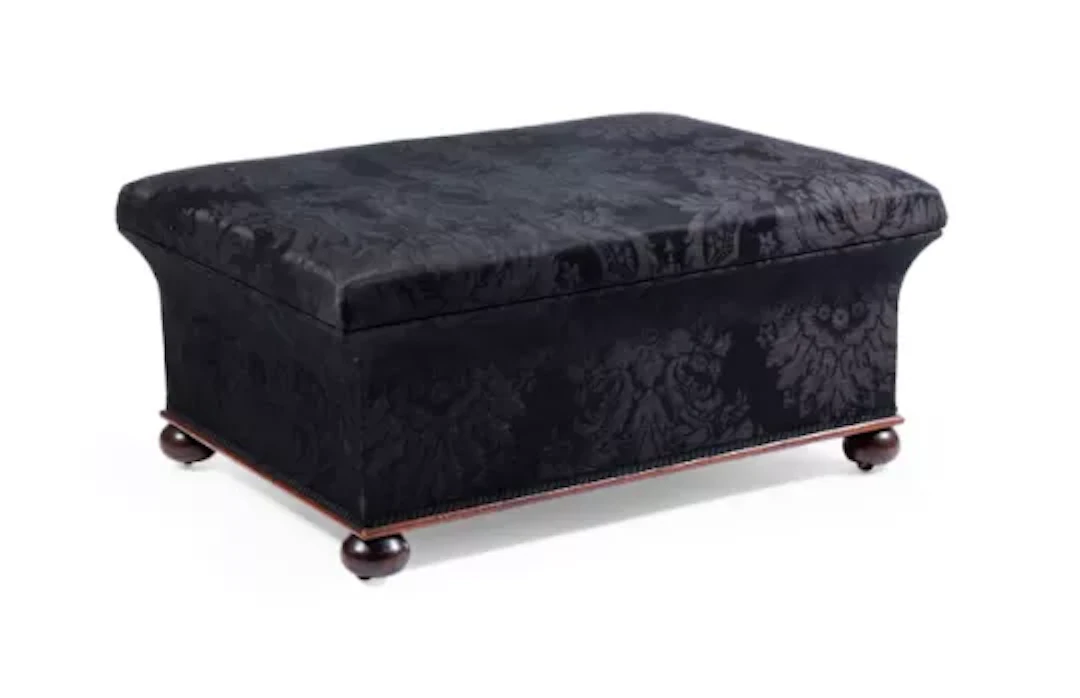 A VICTORIAN MAHOGANY AND UPHOLSTERED OTTOMAN STOOL, 19TH CENTURY