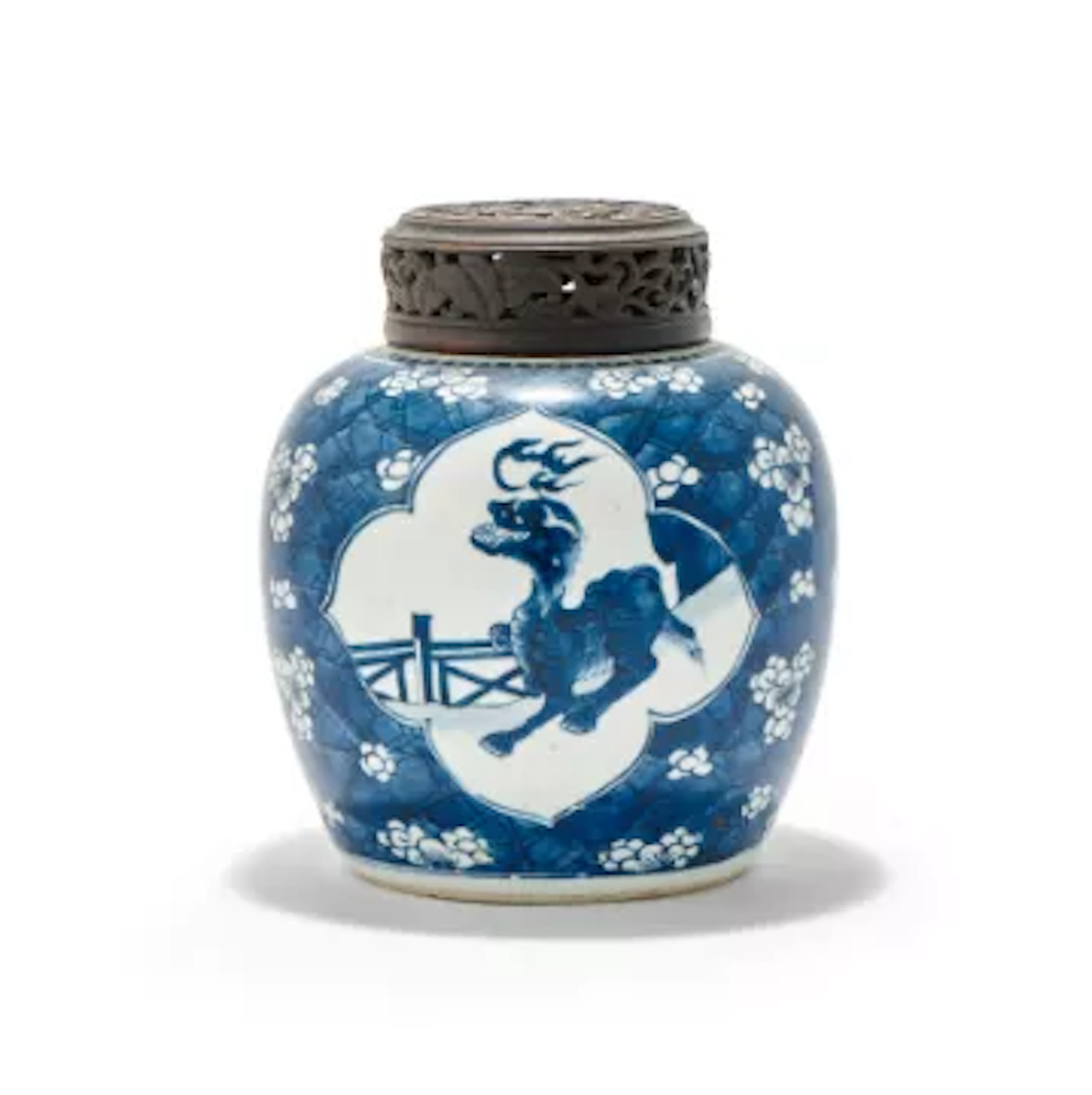 A Chinese blue and white 'mythical beast' jar, Kangxi (1662-1722)