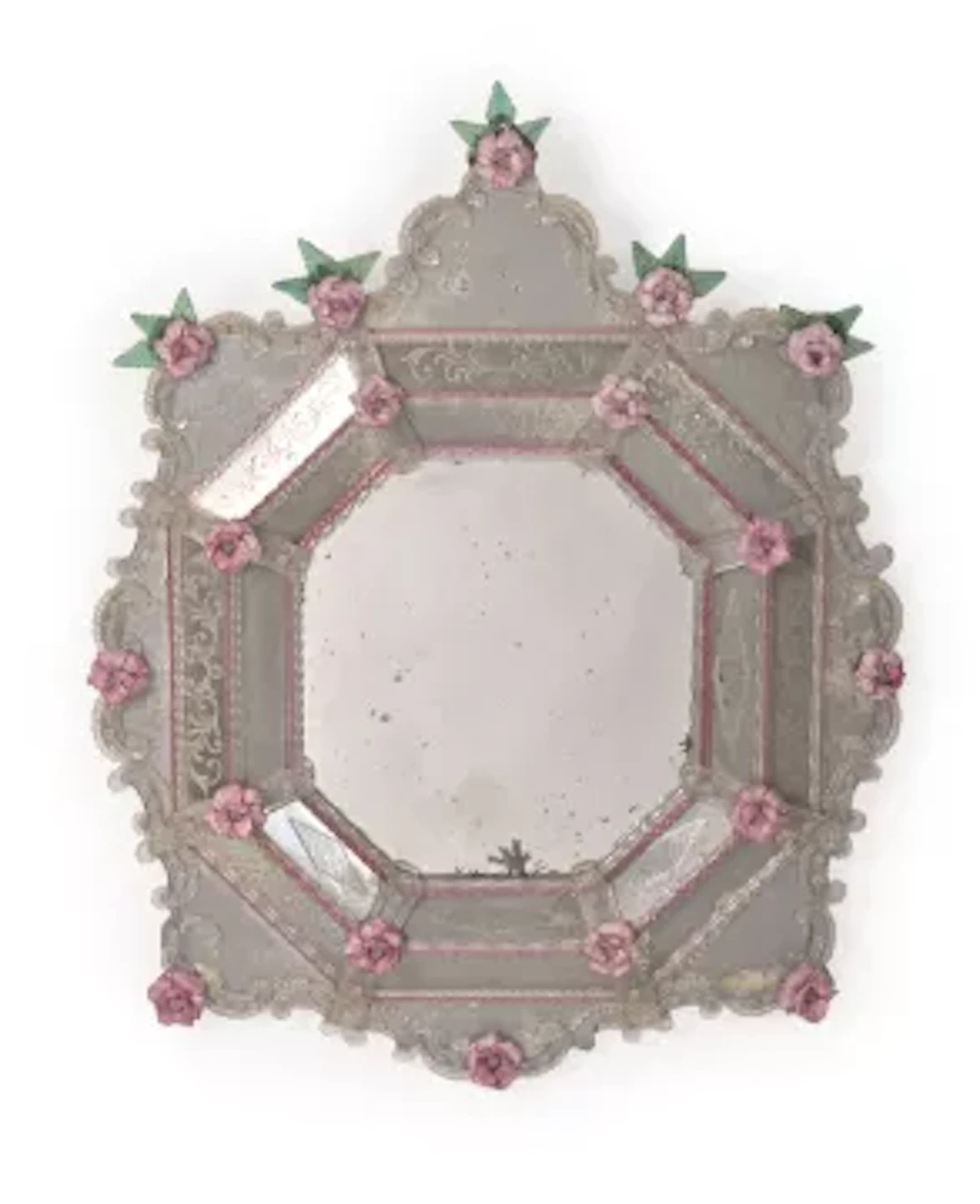 A MURANO GLASS CUSHION FRAME WALL MIRROR, FIRST HALF 20TH CENTURY