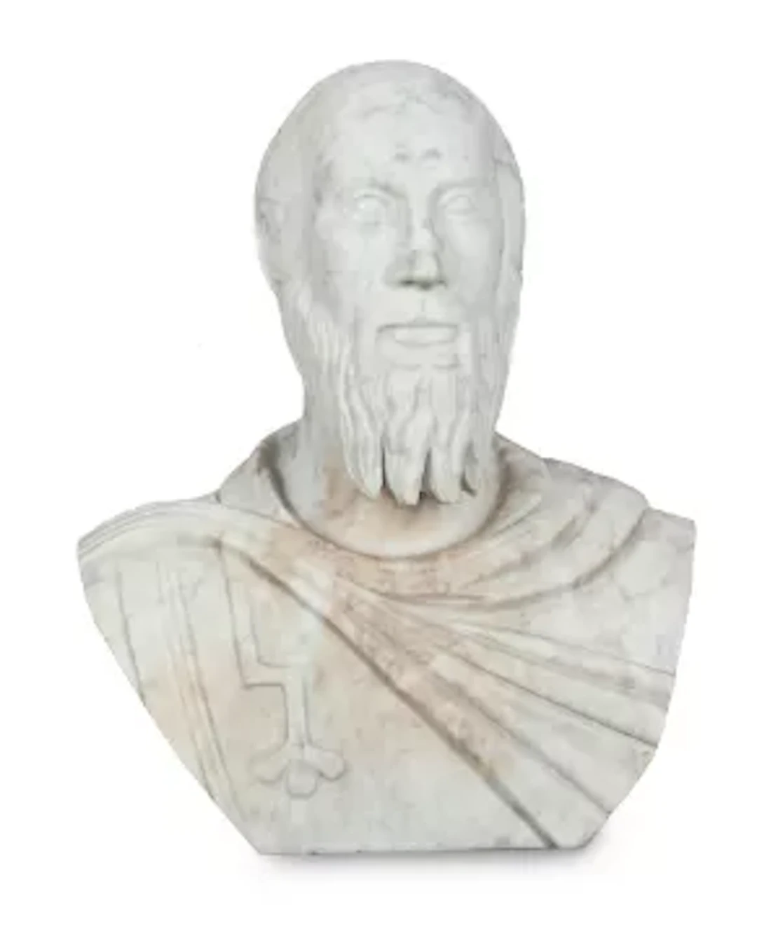 AFTER THE ANTIQUE, A WHITE MARBLE BUST OF A PHILOSOPHER, 20TH CENTURY