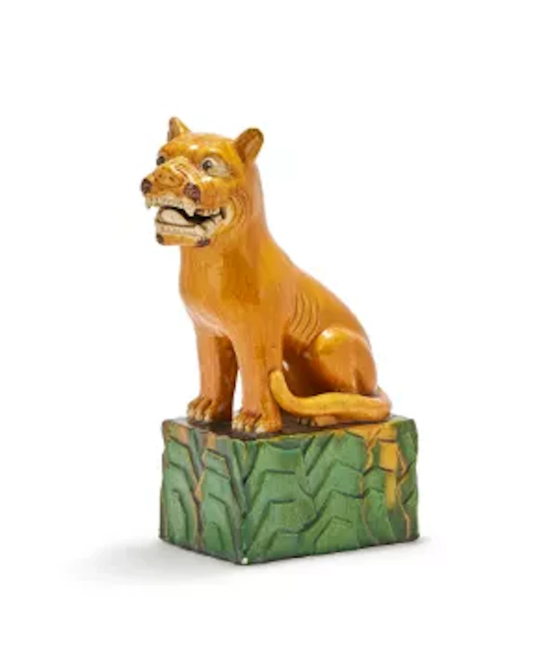 A Chinese sancai glazed model of a lion, Late Qing dynasty