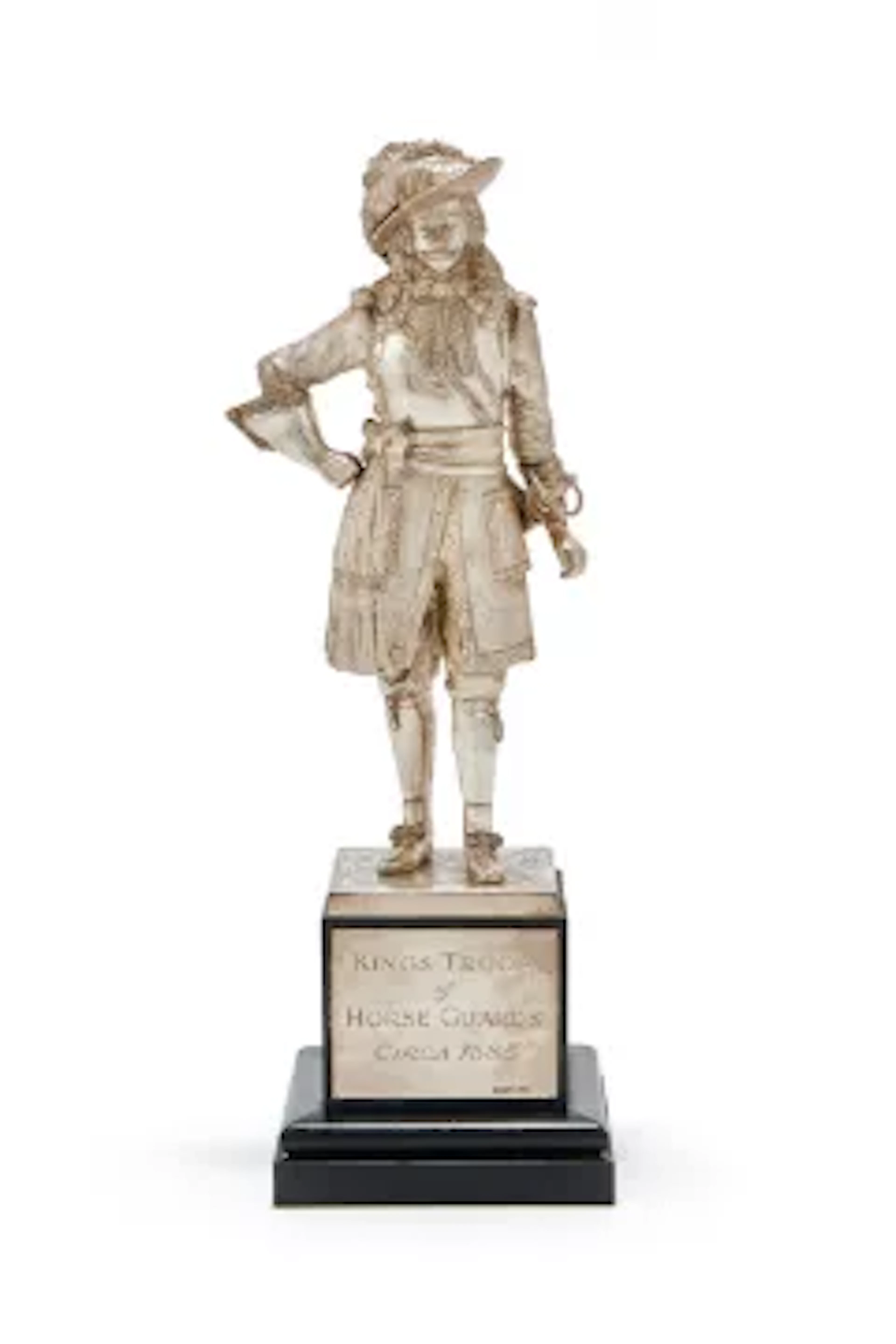 A SILVER FIGURE OF A DISMOUNTED HORSE GUARD OFFICER, CARRINGTON &