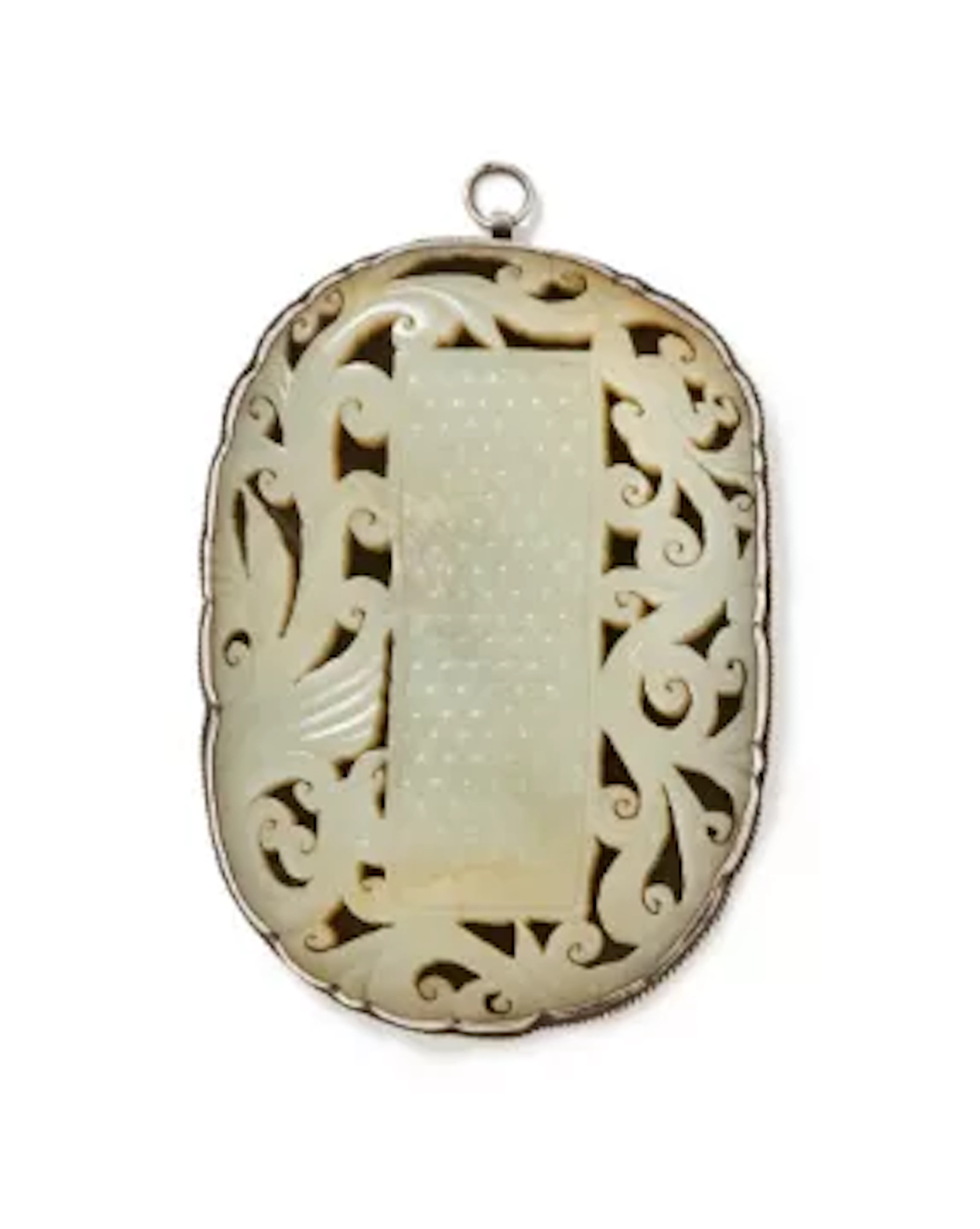 A Chinese celadon jade 'Phoenix' plaque, the jade Ming Dynasty with