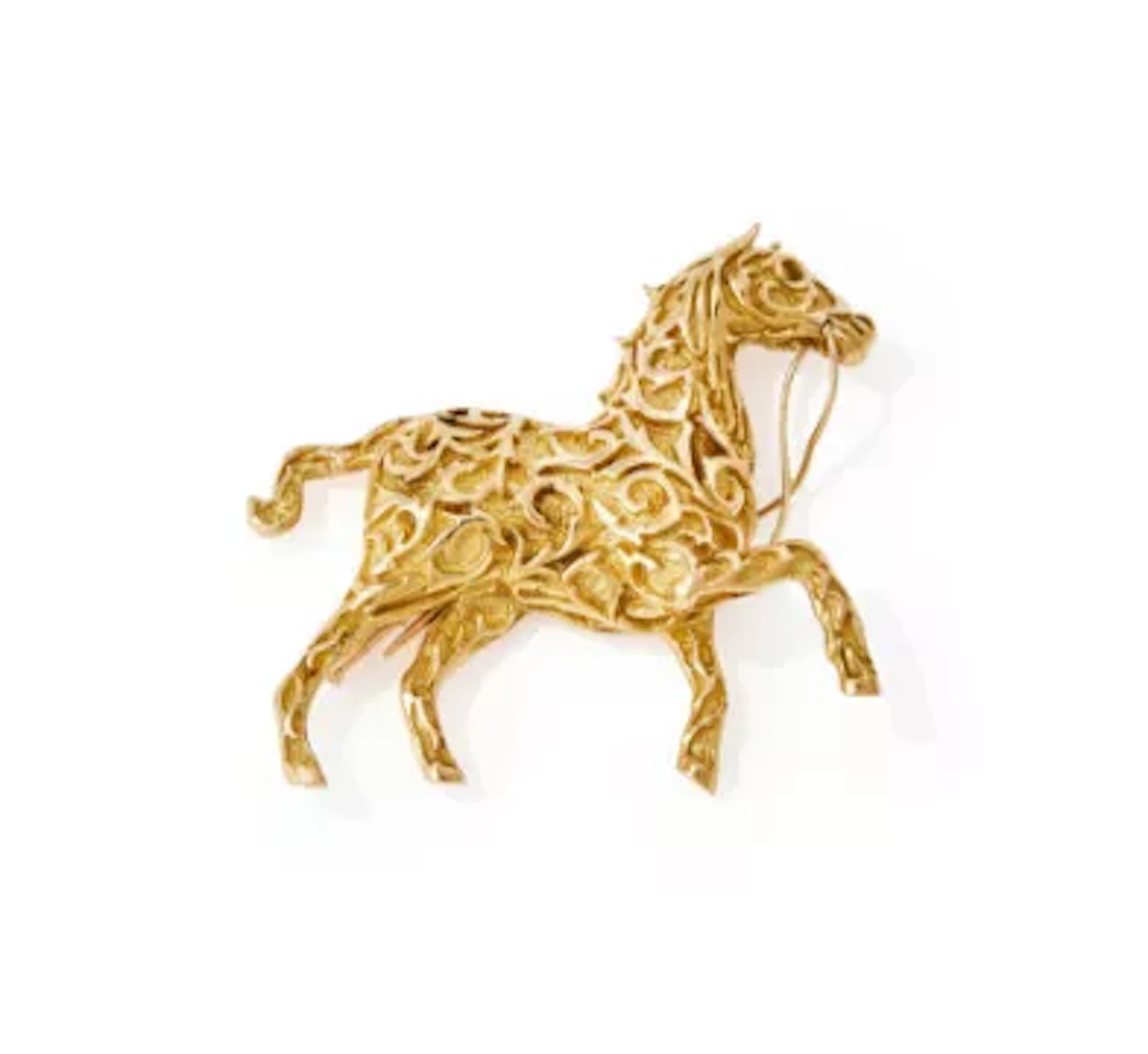 BOUCHERON, AN 18 CARAT GOLD HORSE BROOCH, CIRCA 1966