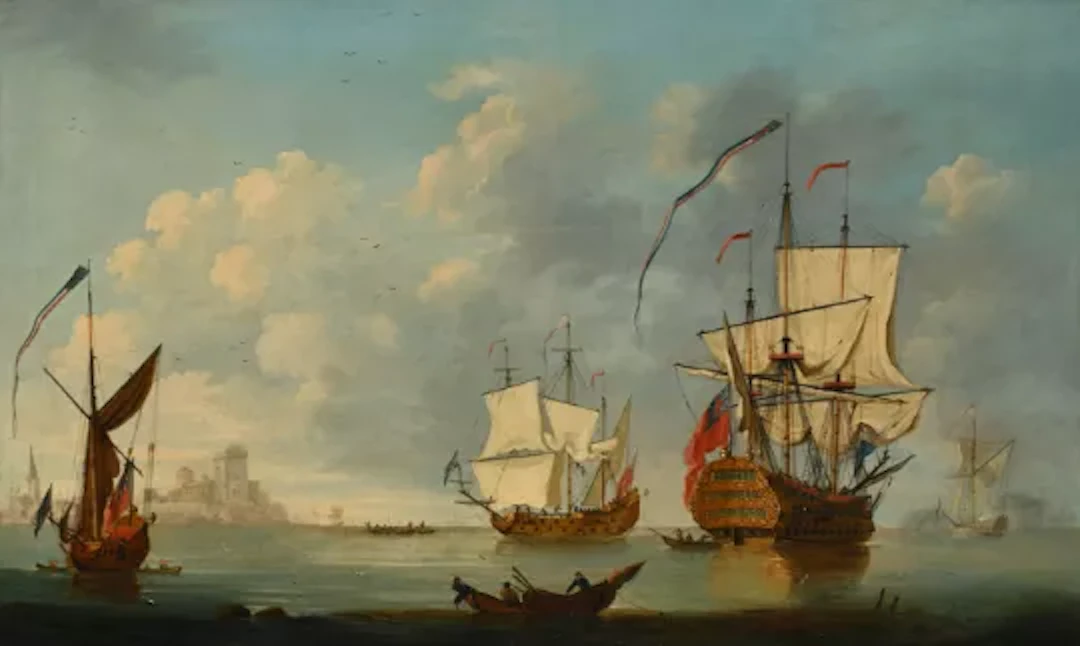 CIRCLE OF FRANCIS SWAINE (BRITISH CIRCA 1720-1782), SHIPPING IN THE ROADS