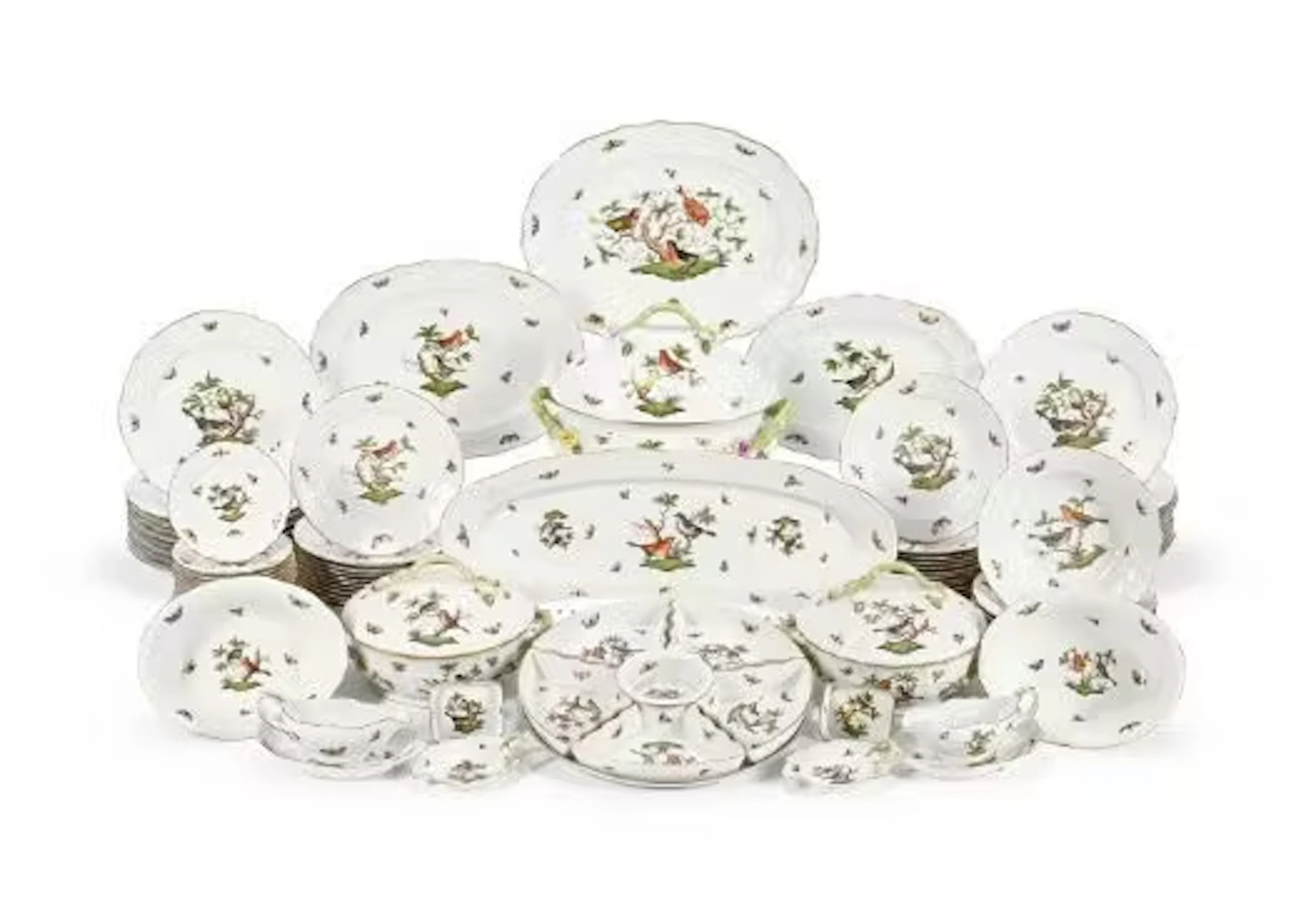 HEREND, ROTHSCHILD BIRD'S PATTERN, A PORCELAIN PART DINNER SERVICE