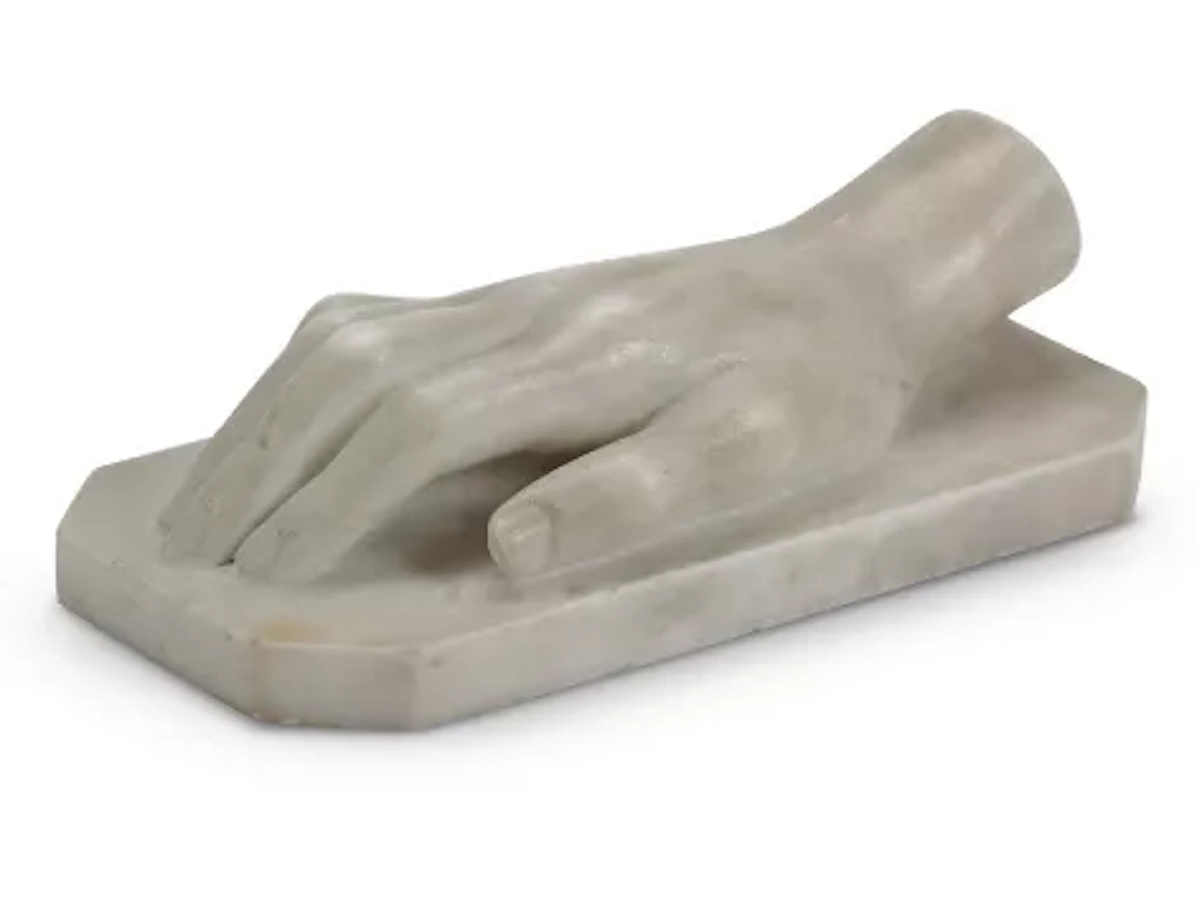 A MARBLE HAND STUDY OR PAPERWEIGHT, ITALIAN, 19TH CENTURY