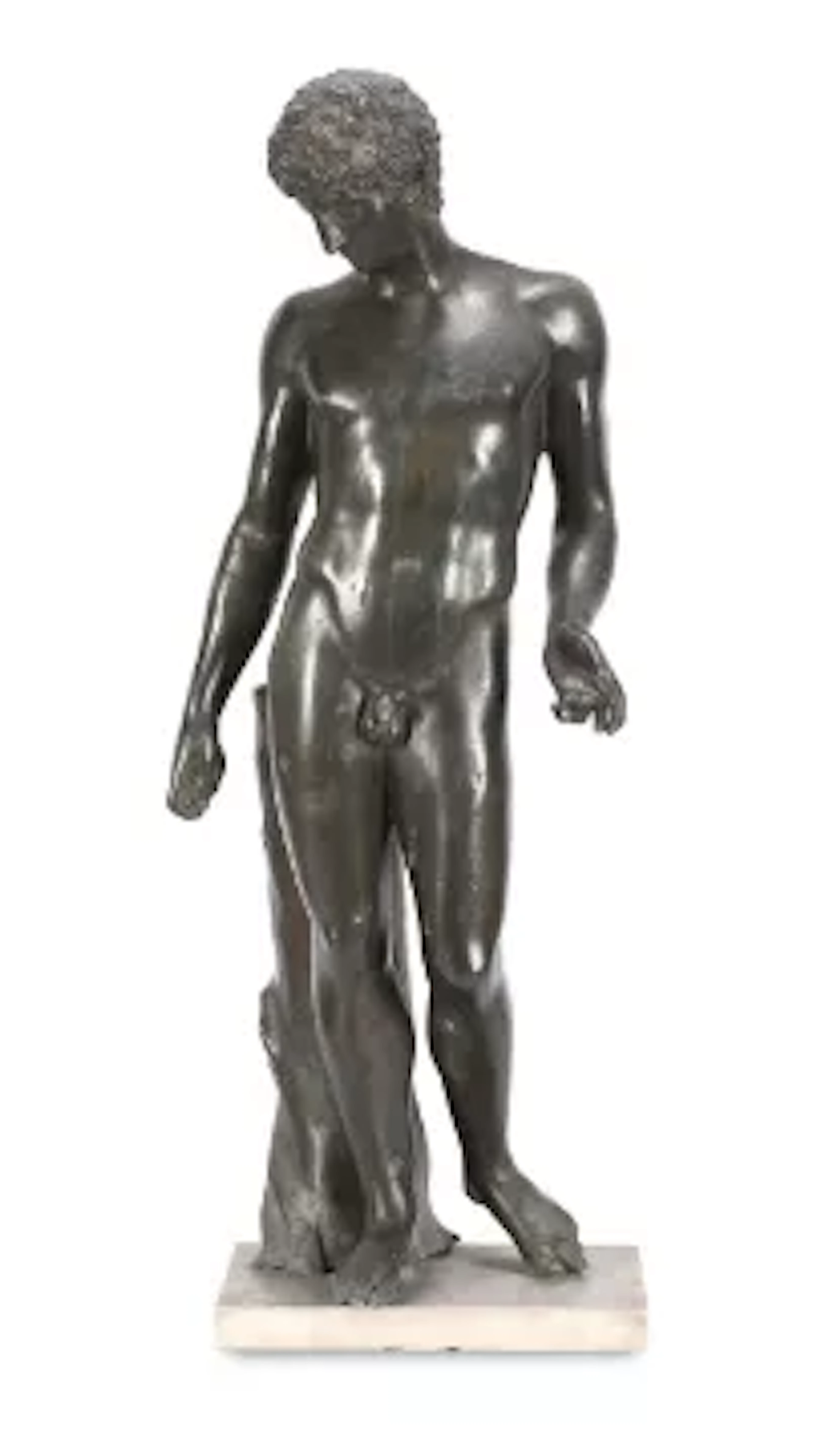 AFTER THE ANTIQUE, A LEAD FIGURE OF THE CAPITOLINE ANTINOUS, BY JOHN