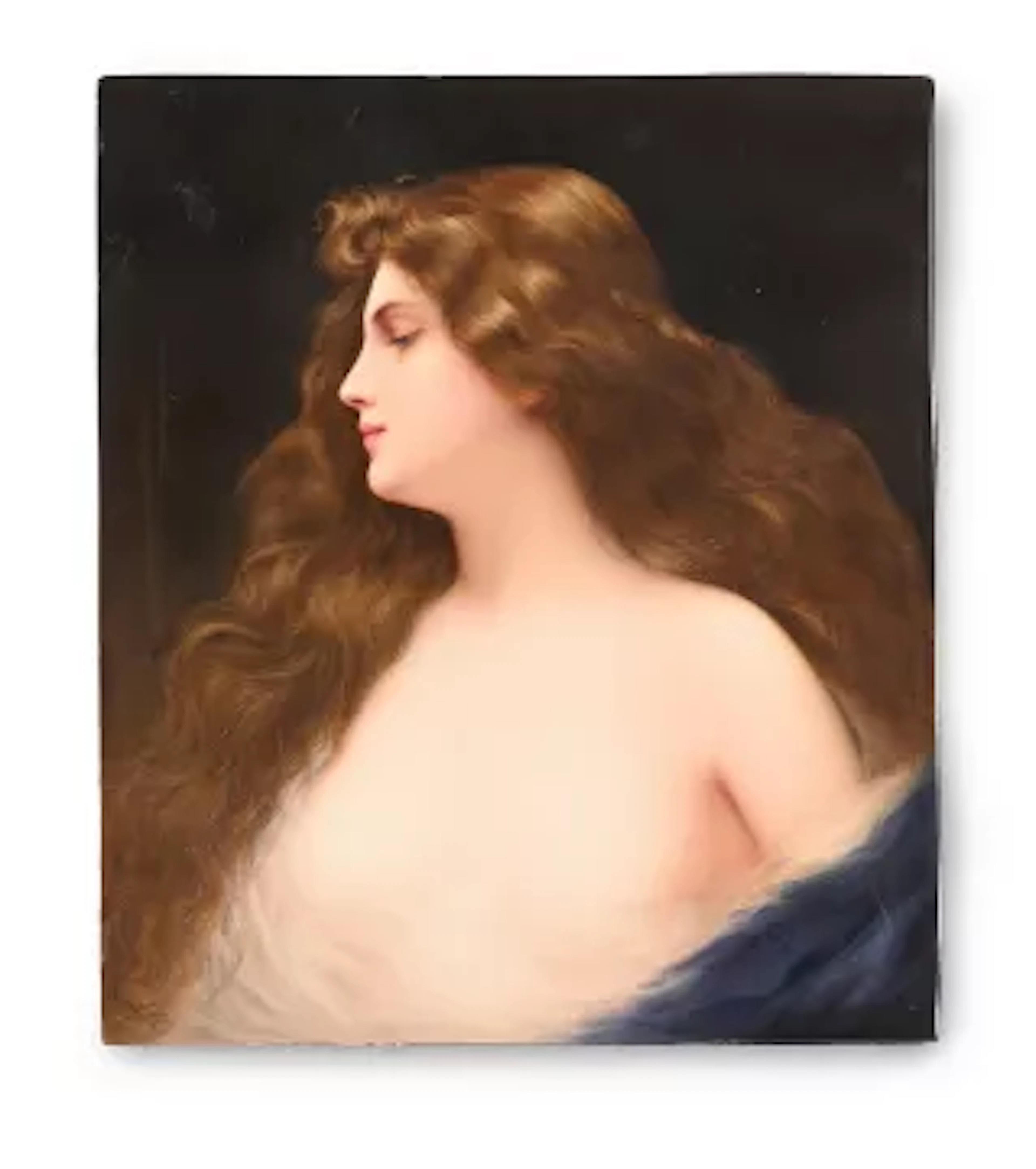 A BERLIN (K.P.M.) PORCELAIN PLAQUE PORTRAIT OF A WOMAN, 'ERBLUHT'