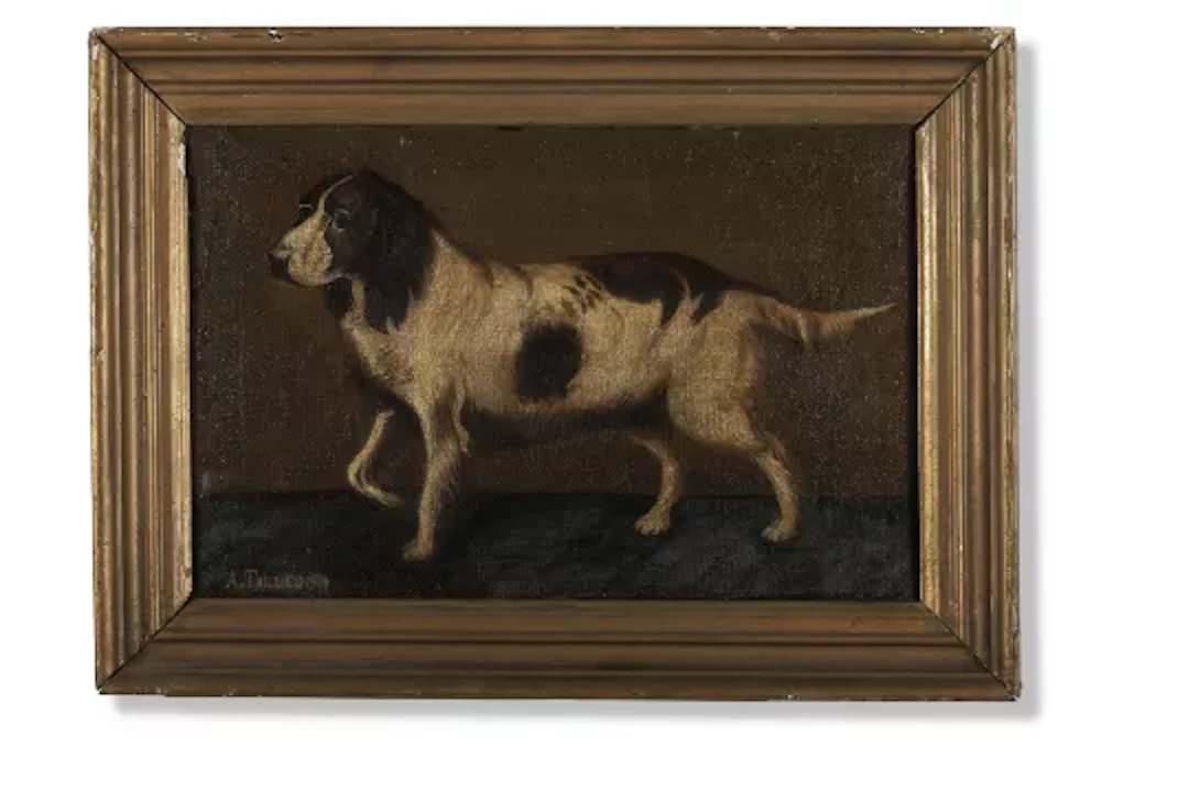 FRENCH SCHOOL, 20TH CENTURY, A SPANIEL POINTING