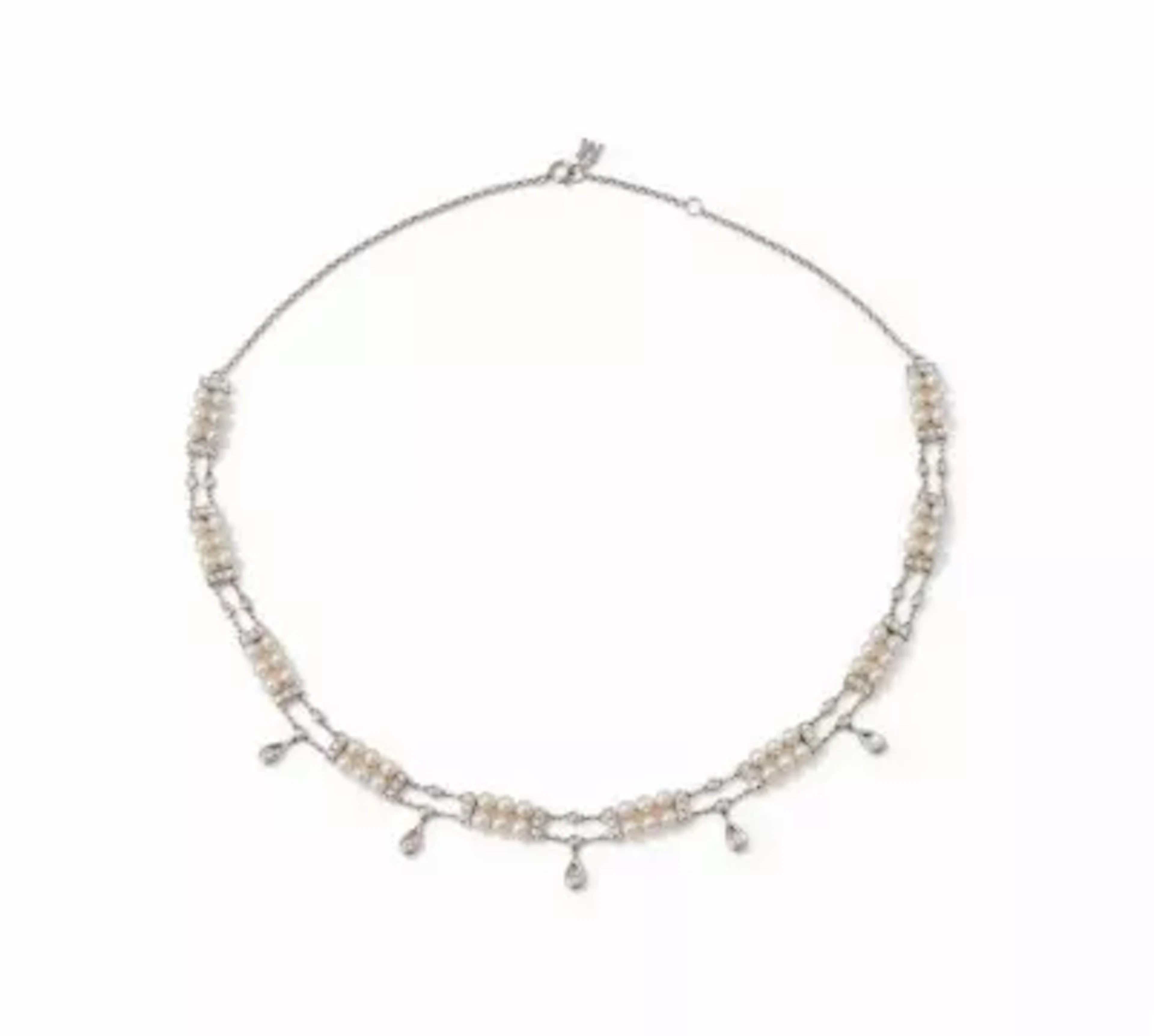 MIKIMOTO, A CULTURED PEARL AND DIAMOND NECKLACE