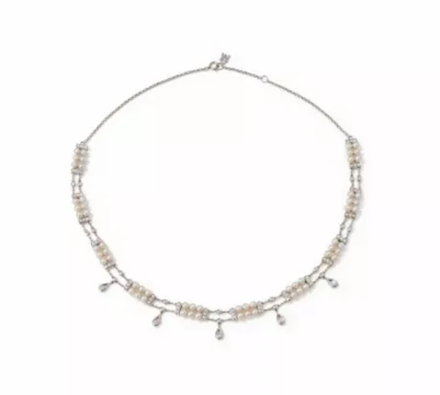 MIKIMOTO, A CULTURED PEARL AND DIAMOND NECKLACE