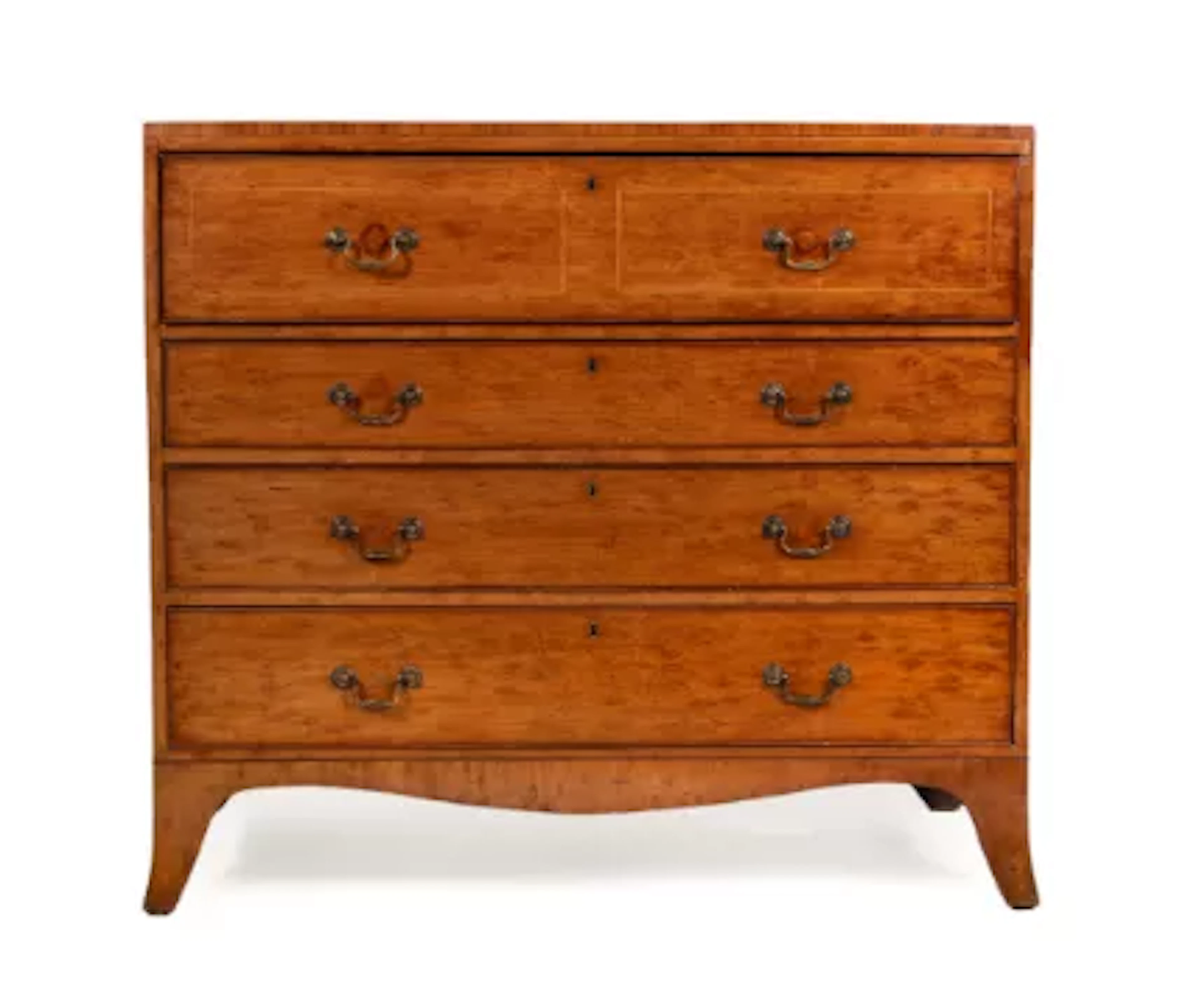 A GEORGE III MAHOGANY SECRETAIRE CHEST, LATE 18TH CENTURY
