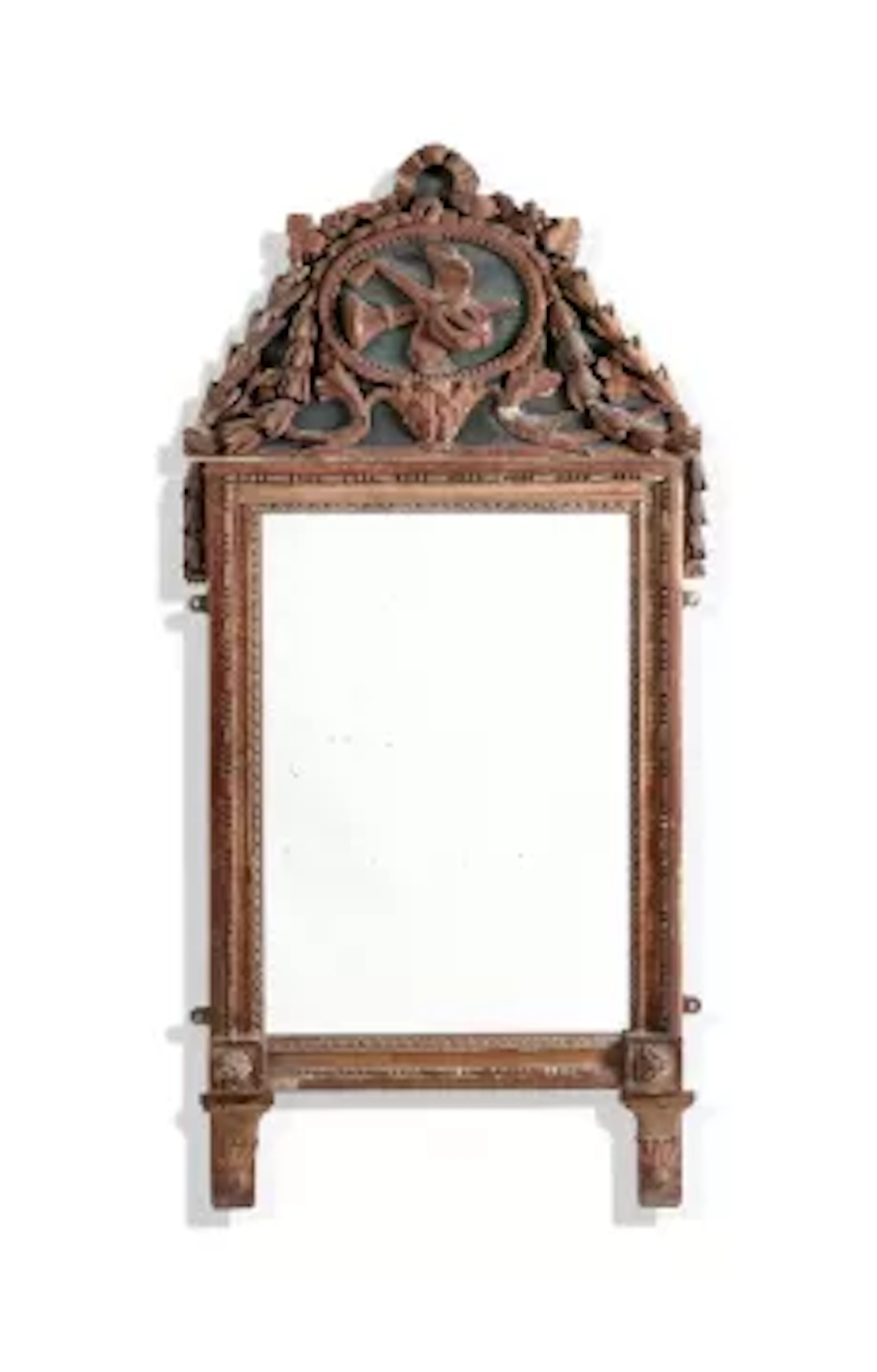 A GILTWOOD AND GREEN PAINTED MIRROR, ITALIAN