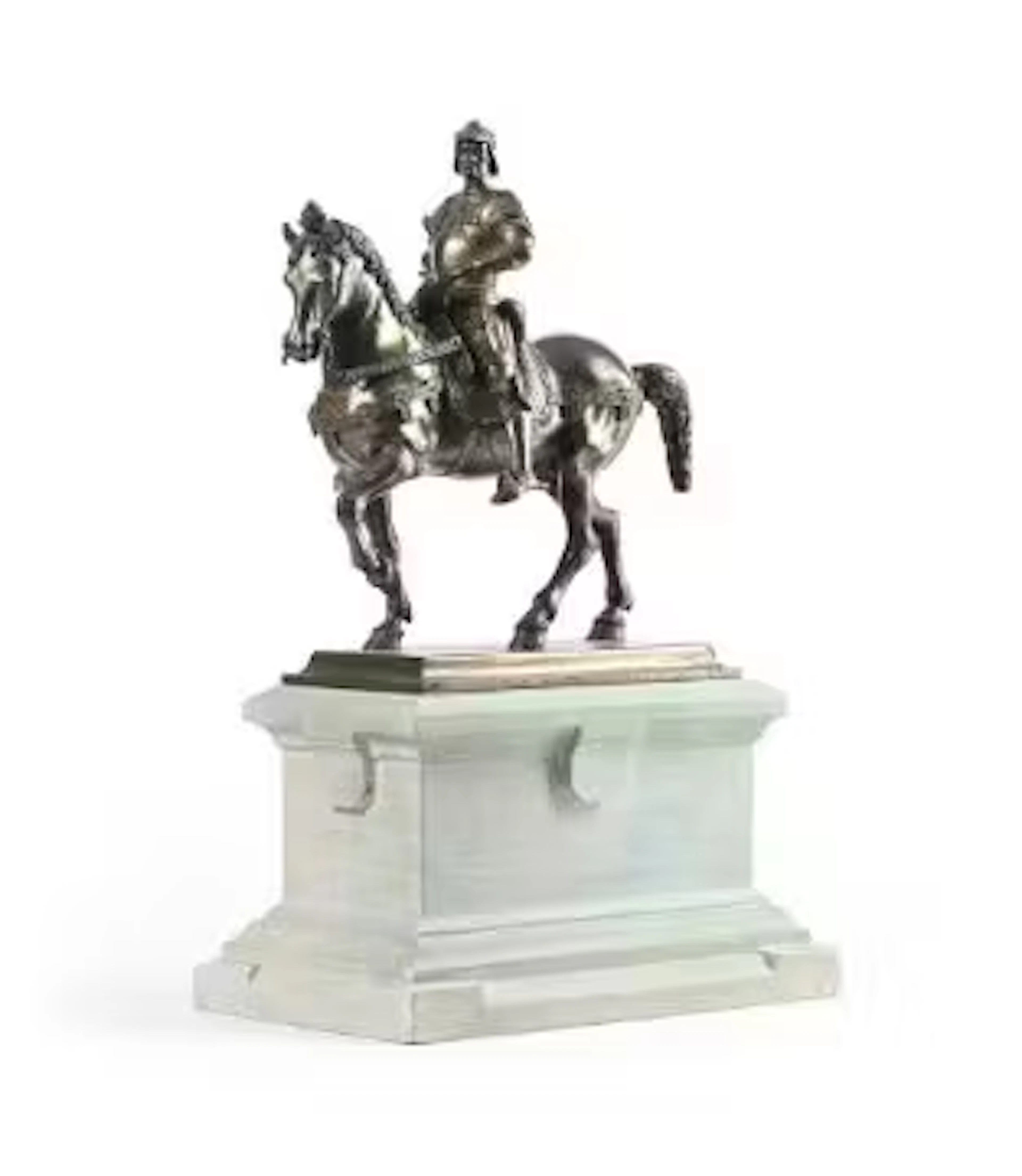 AFTER VERROCCHIO, AN ITALIAN BRONZE MODEL OF THE EQUESTRIAN MONUMENT