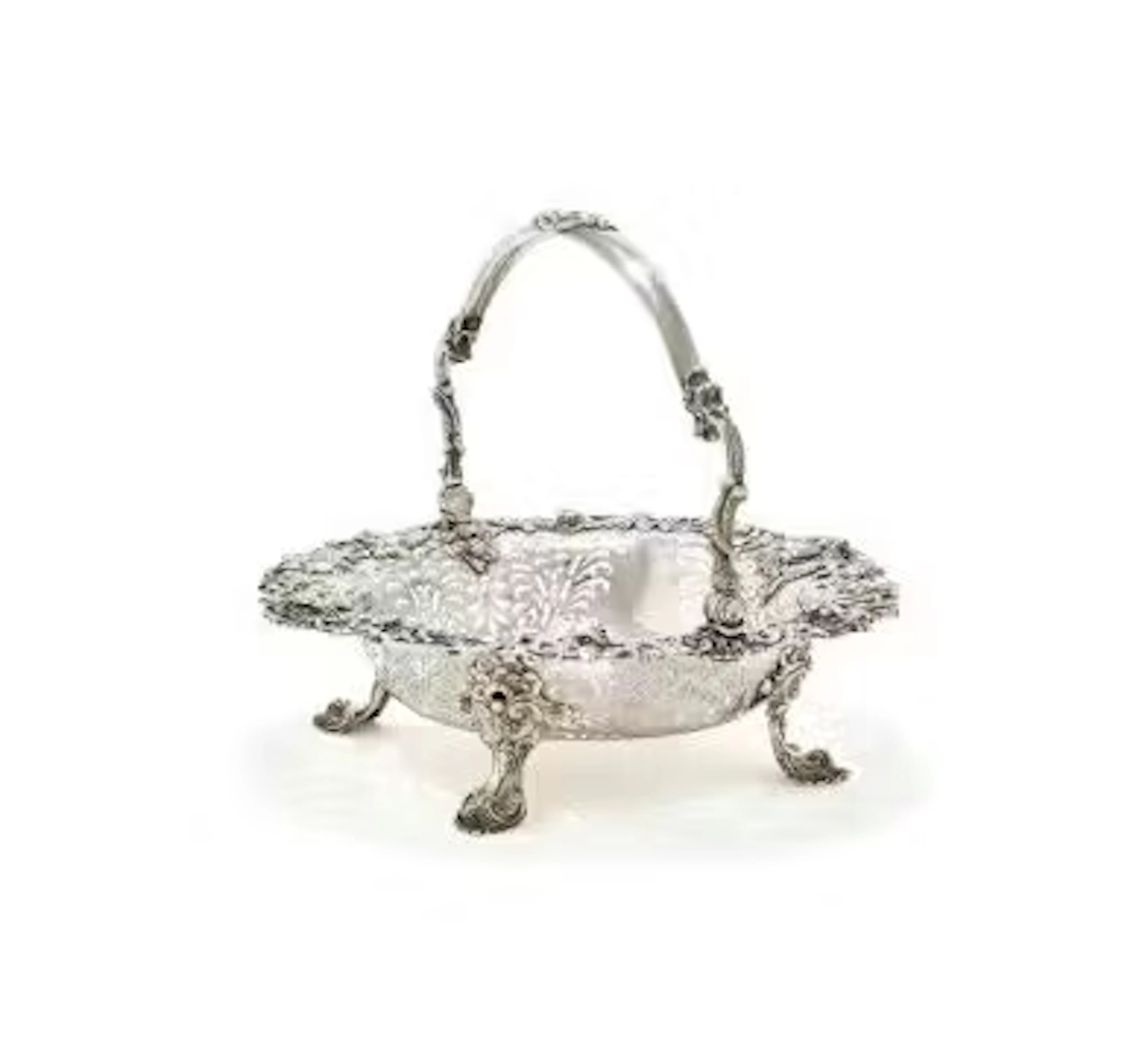 A GEORGE II SILVER SWING HANDLED BASKET